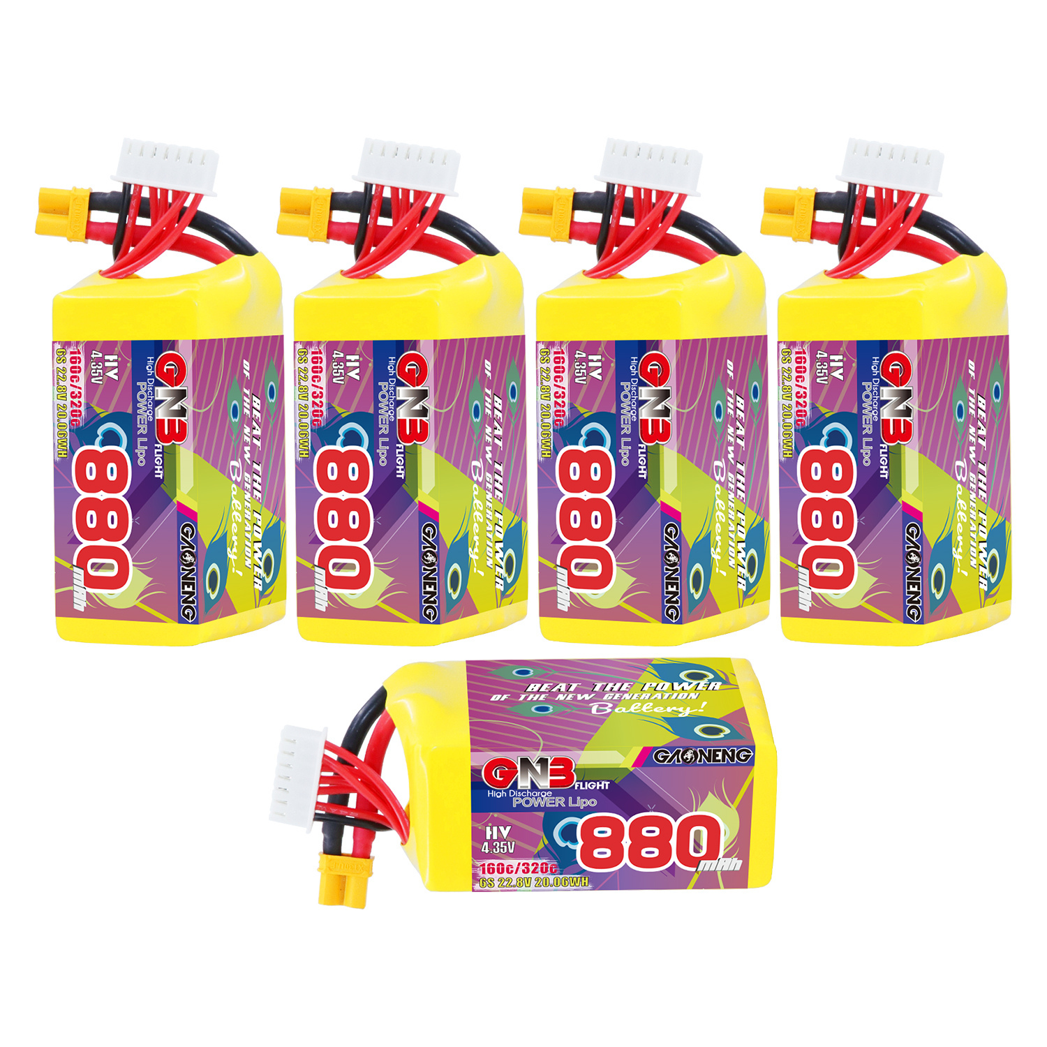 GAONENG GNB LiHV 6S 22.8V 880mAh 160C XT30 Connector LiPo Battery