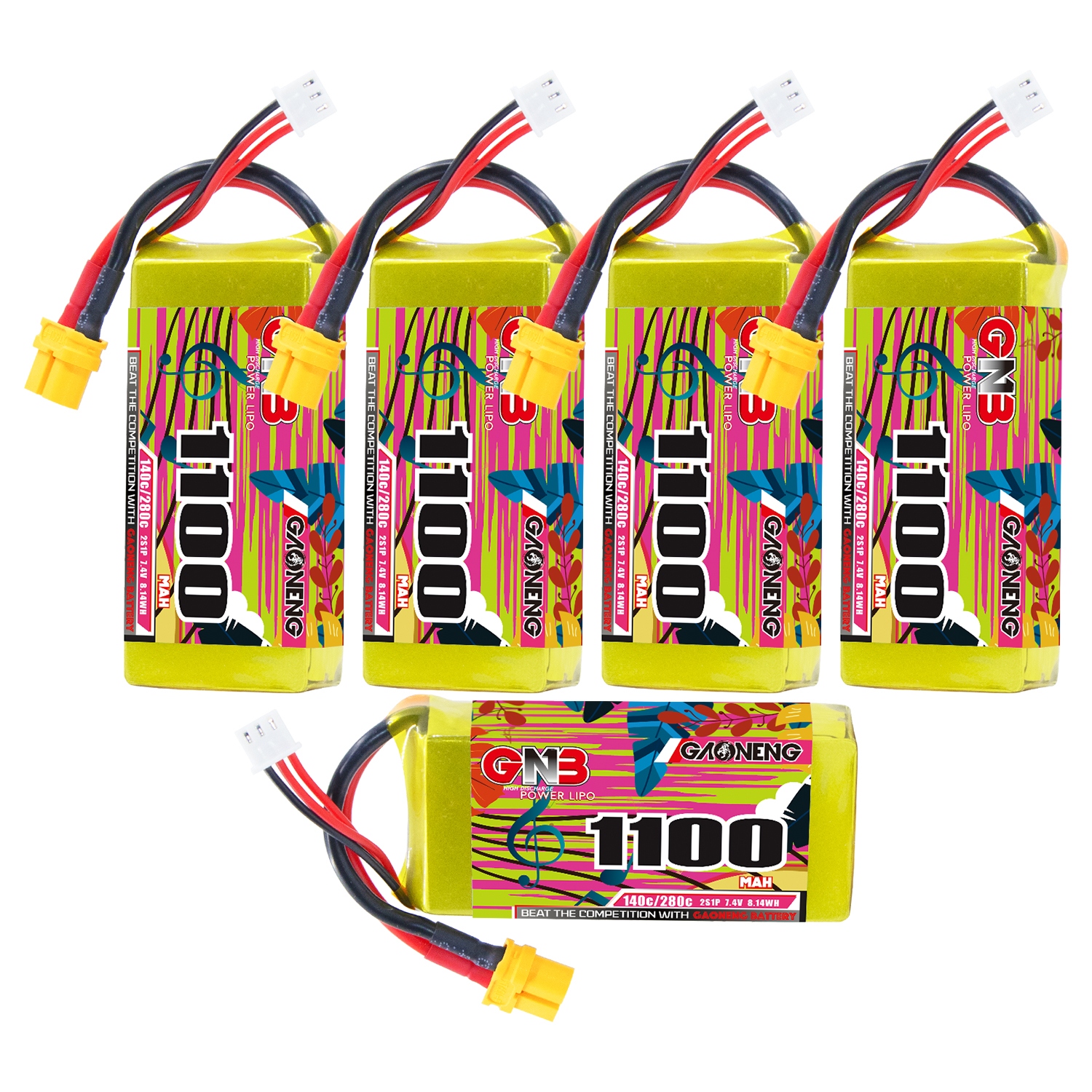 GAONENG GNB 2S 7.4V 1100mAh 140C XT60 LiPo Battery