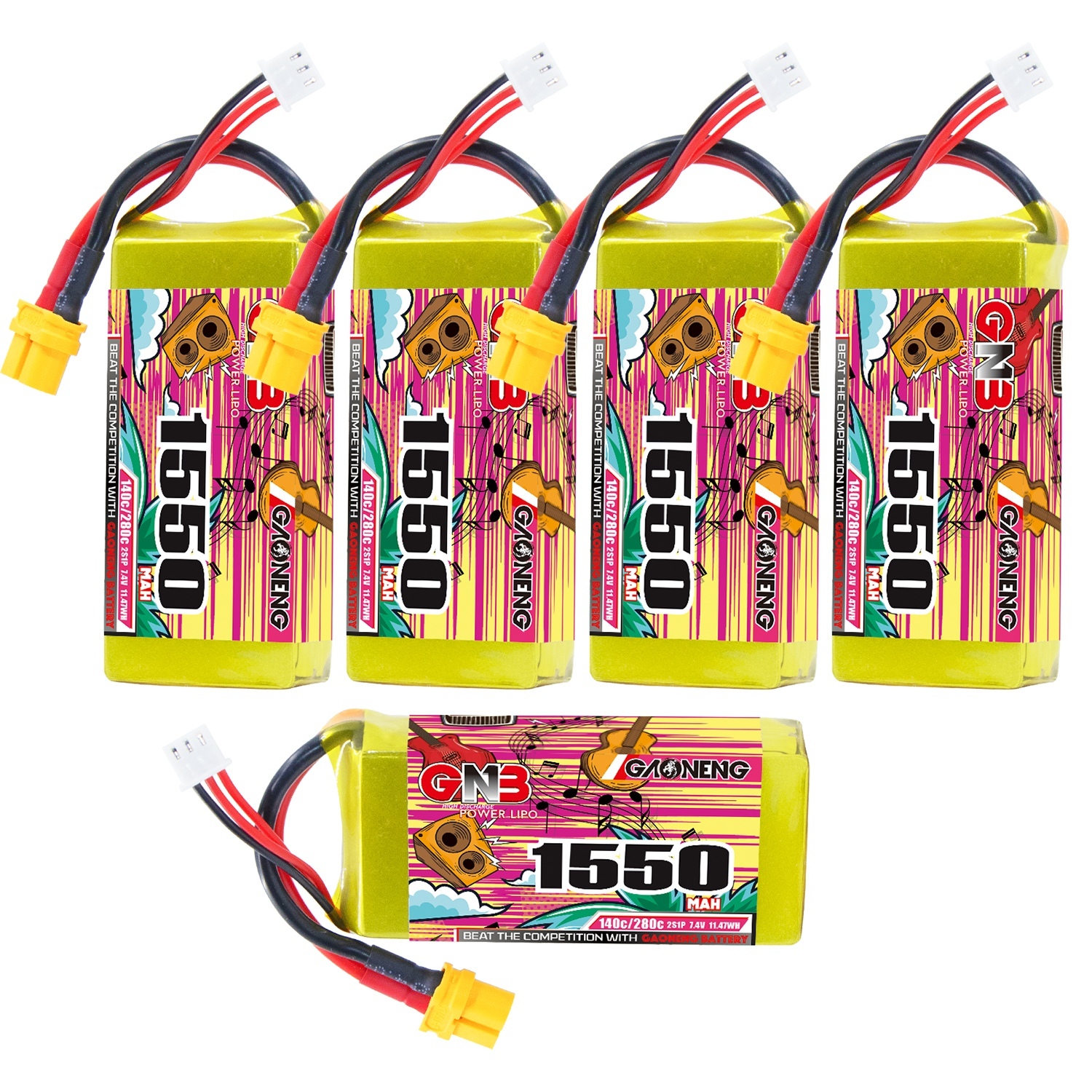 GAONENG GNB 2S 7.4V 1550mAh 140C XT60 LiPo Battery
