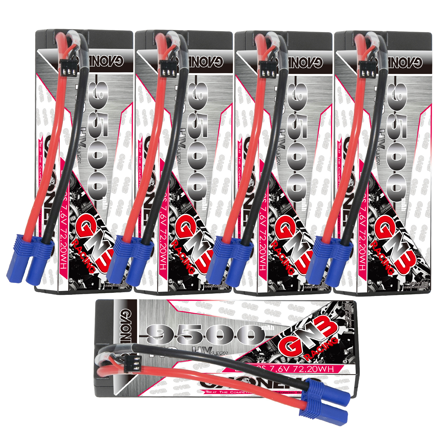 GAONENG GNB LiHV 2S 7.6V 9500mAh 140C Cabled Hard Case LiPo Battery EC5