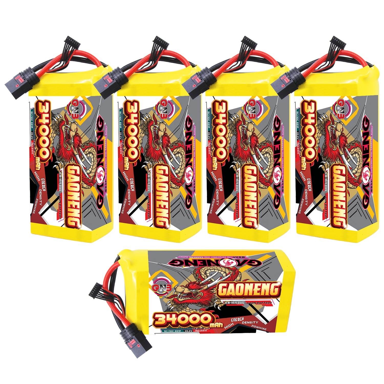 GAONENG GNB 34000mah 6S 22.2V 5C QS8 Semi Solid State Li-ion Battery 310WH/kg 
