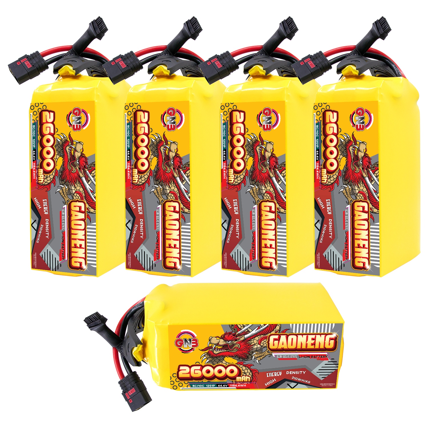 GAONENG GNB 26000mah 12S 44.4V 5C QS8 Semi Solid State Li-ion Battery 310WH/kg