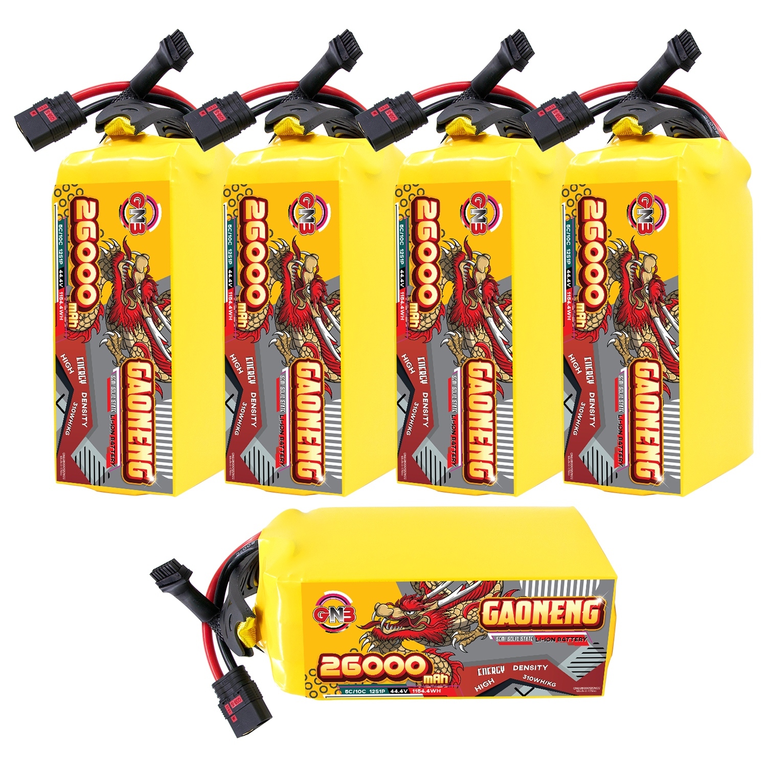 GAONENG GNB 26000mah 12S 44.4V 5C QS8 Semi Solid State Li-ion Battery 310WH/kg