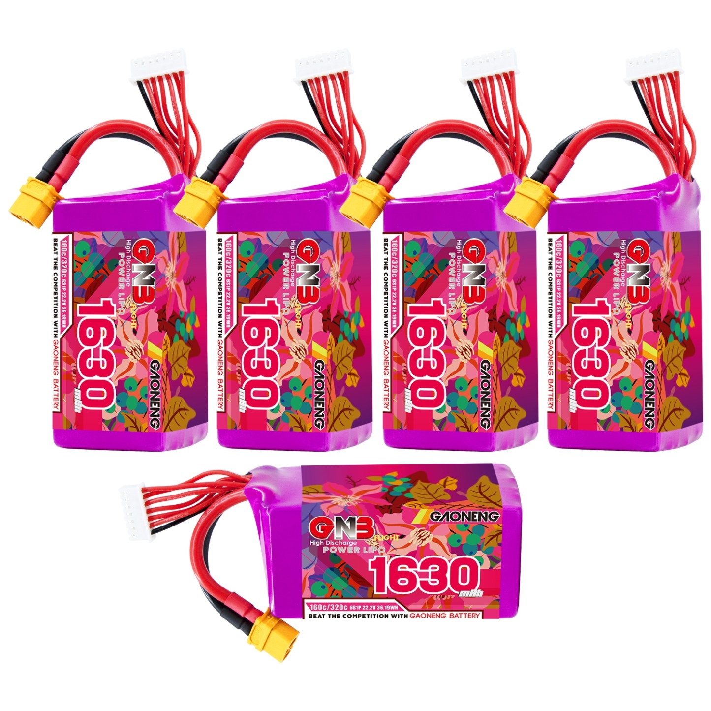 GAONENG GNB 6S 22.2V 1630mAh 160C XT60 LiPo Battery