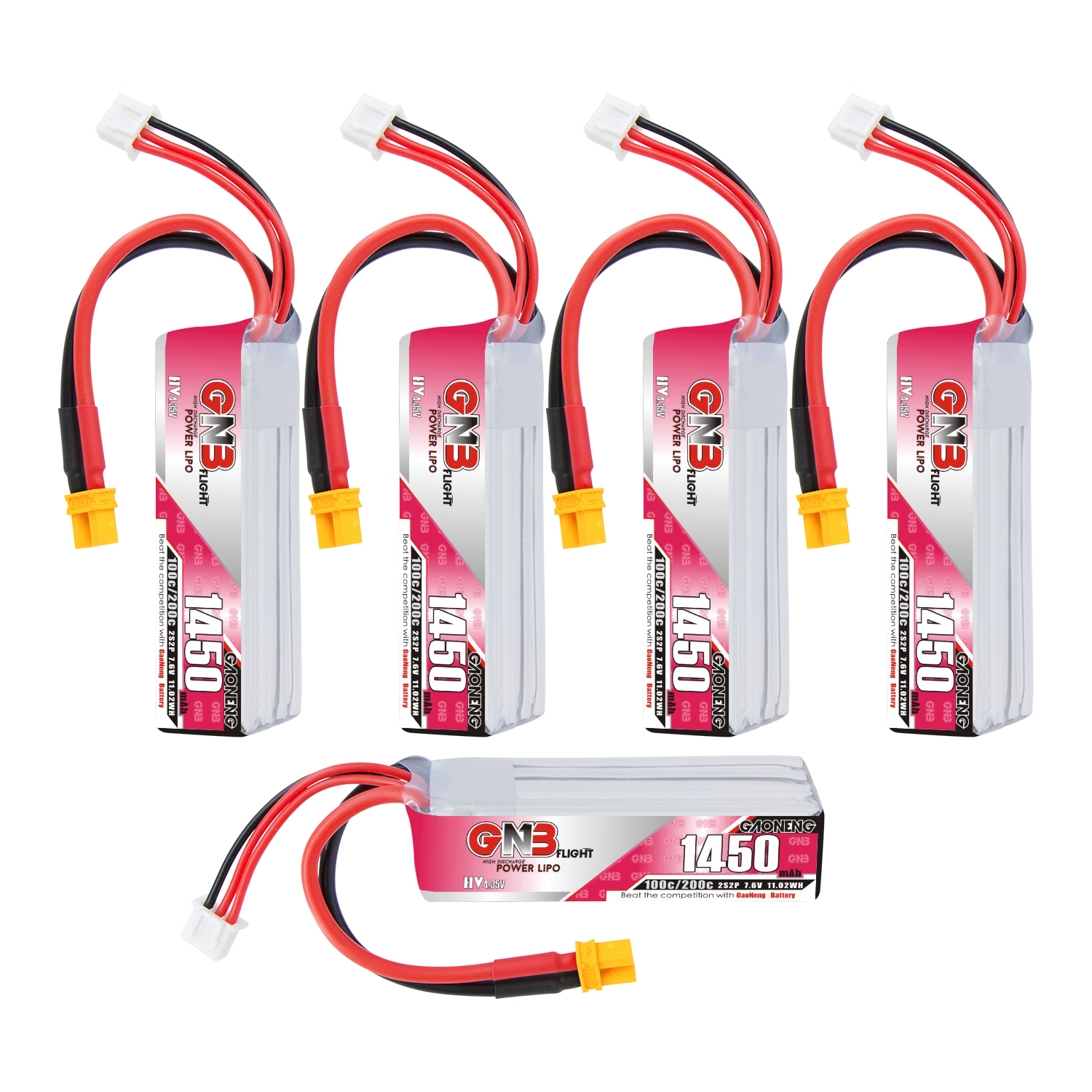 GAONENG GNB LiHV 2S 7.6V 1450mAh 100C XT30 LiPo Battery