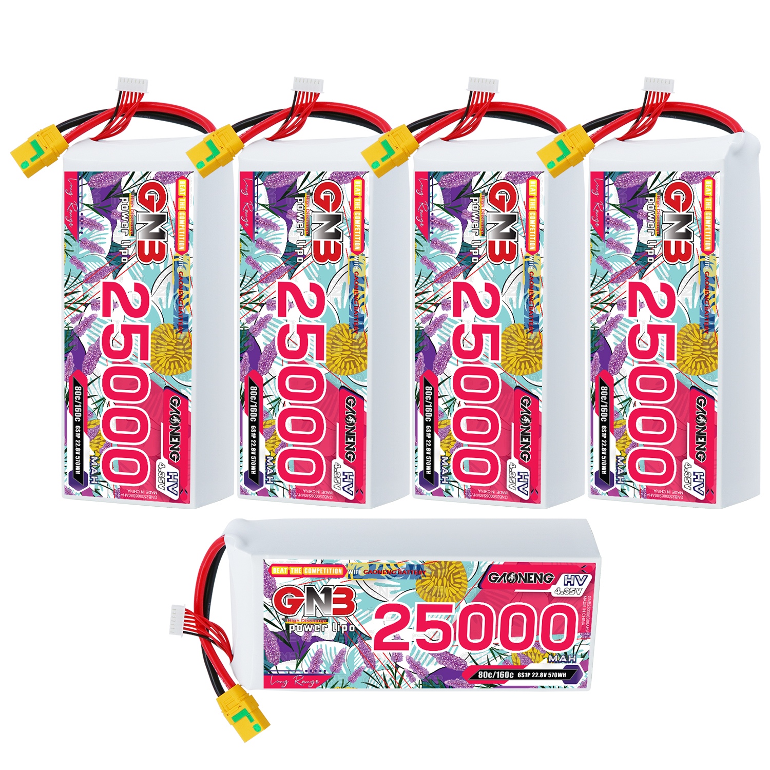 GAONENG GNB 6S 22.8V HV 25000mAh 80C RC LiPo Battery XT90S