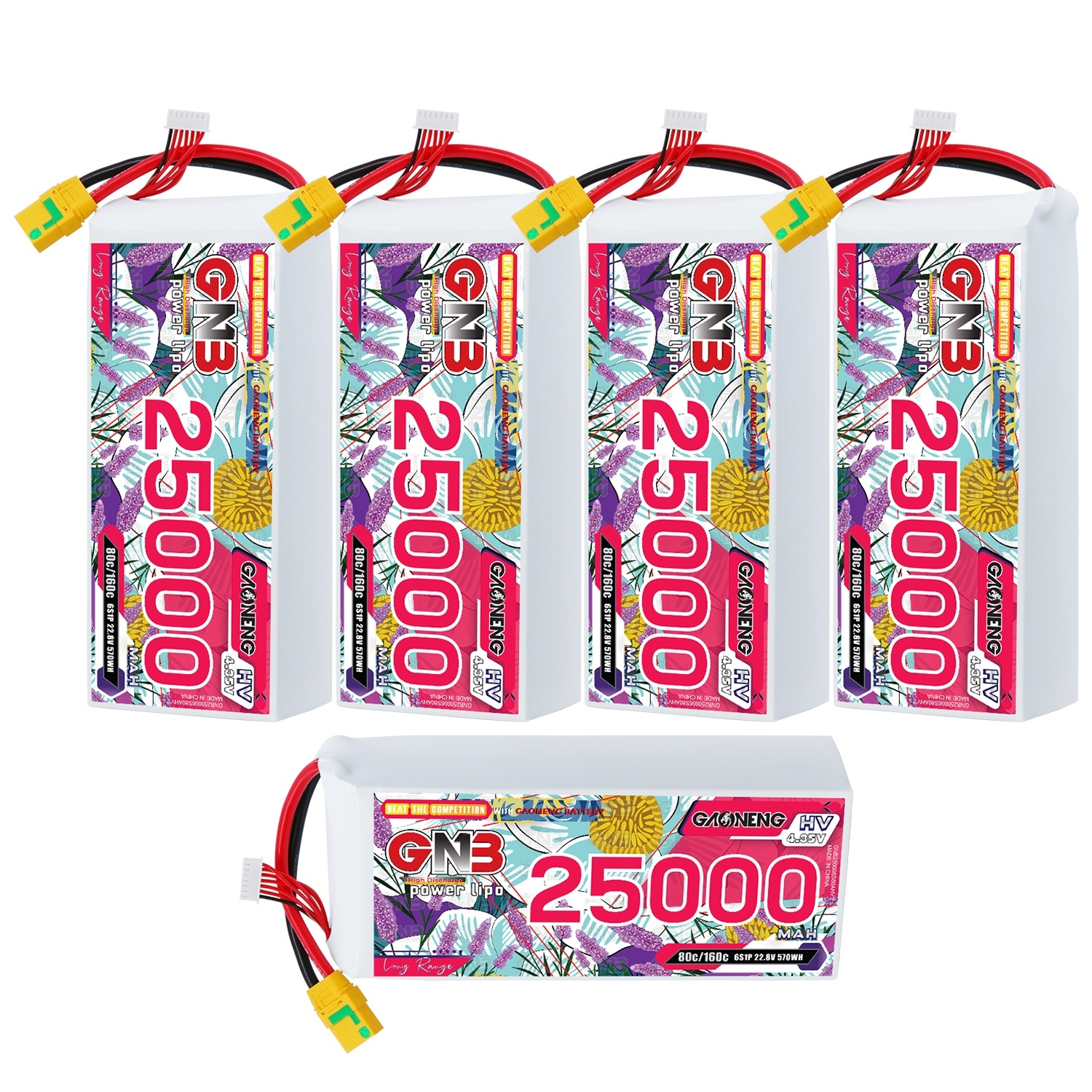 GAONENG GNB 6S 22.8V HV 25000mAh 80C RC LiPo Battery XT90S