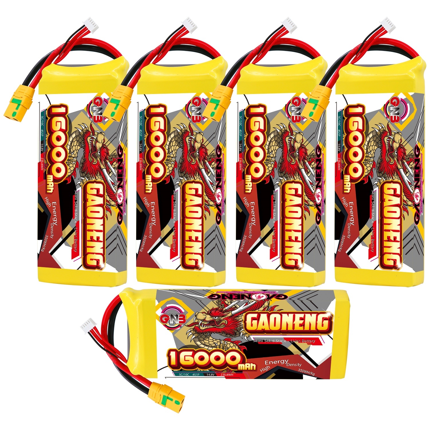 GAONENG GNB 16000mah 4S 14.8V 5C XT90S Semi Solid State Li-ion Battery 350WH/kg