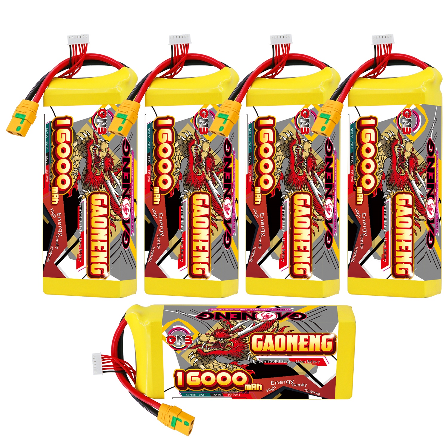 GAONENG GNB 16000mah 6S 22.2V 5C XT90S Semi Solid State Li-ion Battery 350WH/kg