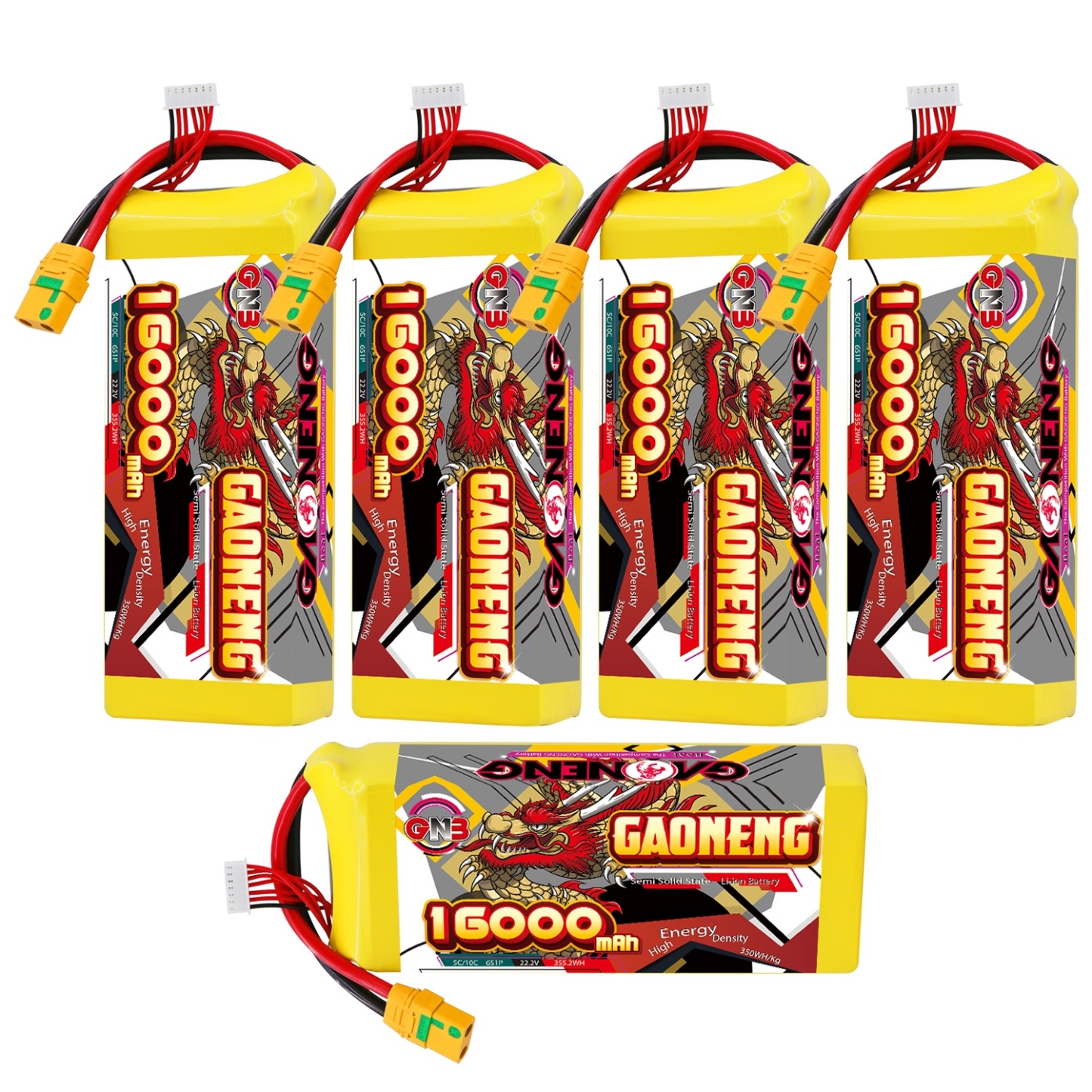 GAONENG GNB 16000mah 6S 22.2V 5C XT90S Semi Solid State Li-ion Battery 350WH/kg