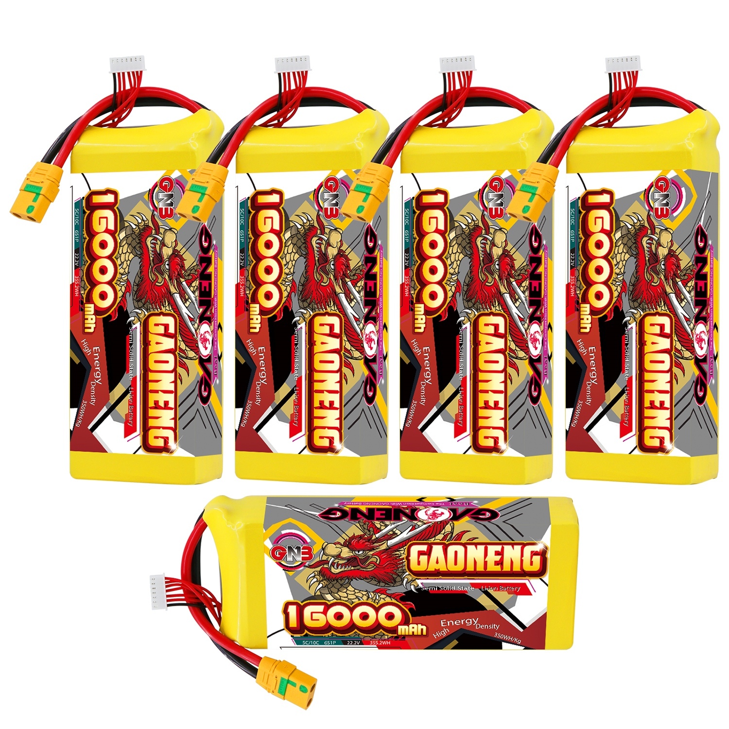 GAONENG GNB 16000mah 6S 22.2V 5C XT90S Semi Solid State Li-ion Battery 350WH/kg