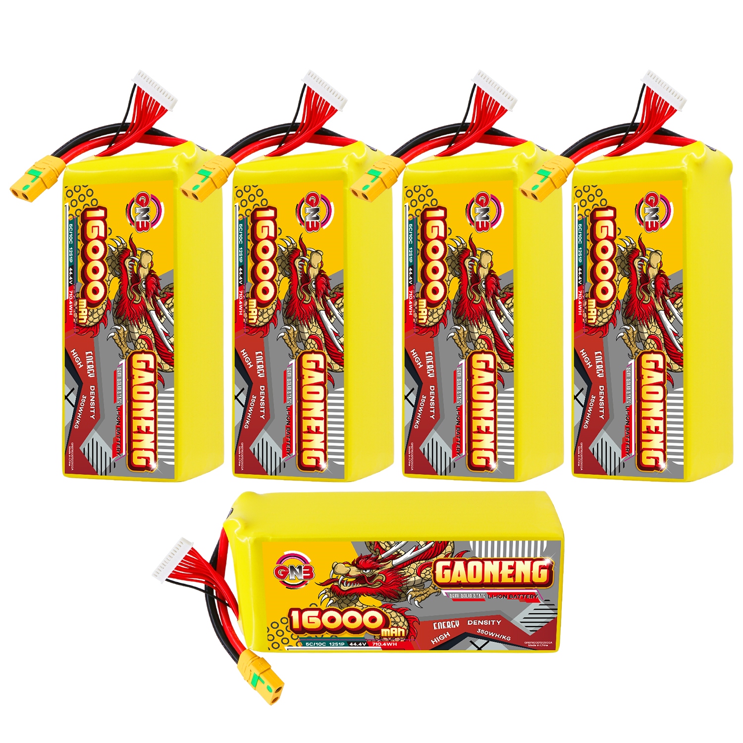 GAONENG GNB 16000mah 12S 44.4V 5C XT90S Semi Solid State Li-ion Battery 350WH/kg