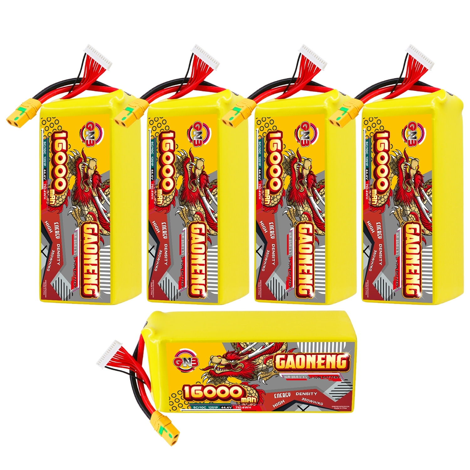 GAONENG GNB 16000mah 12S 44.4V 5C XT90S Semi Solid State Li-ion Battery 350WH/kg