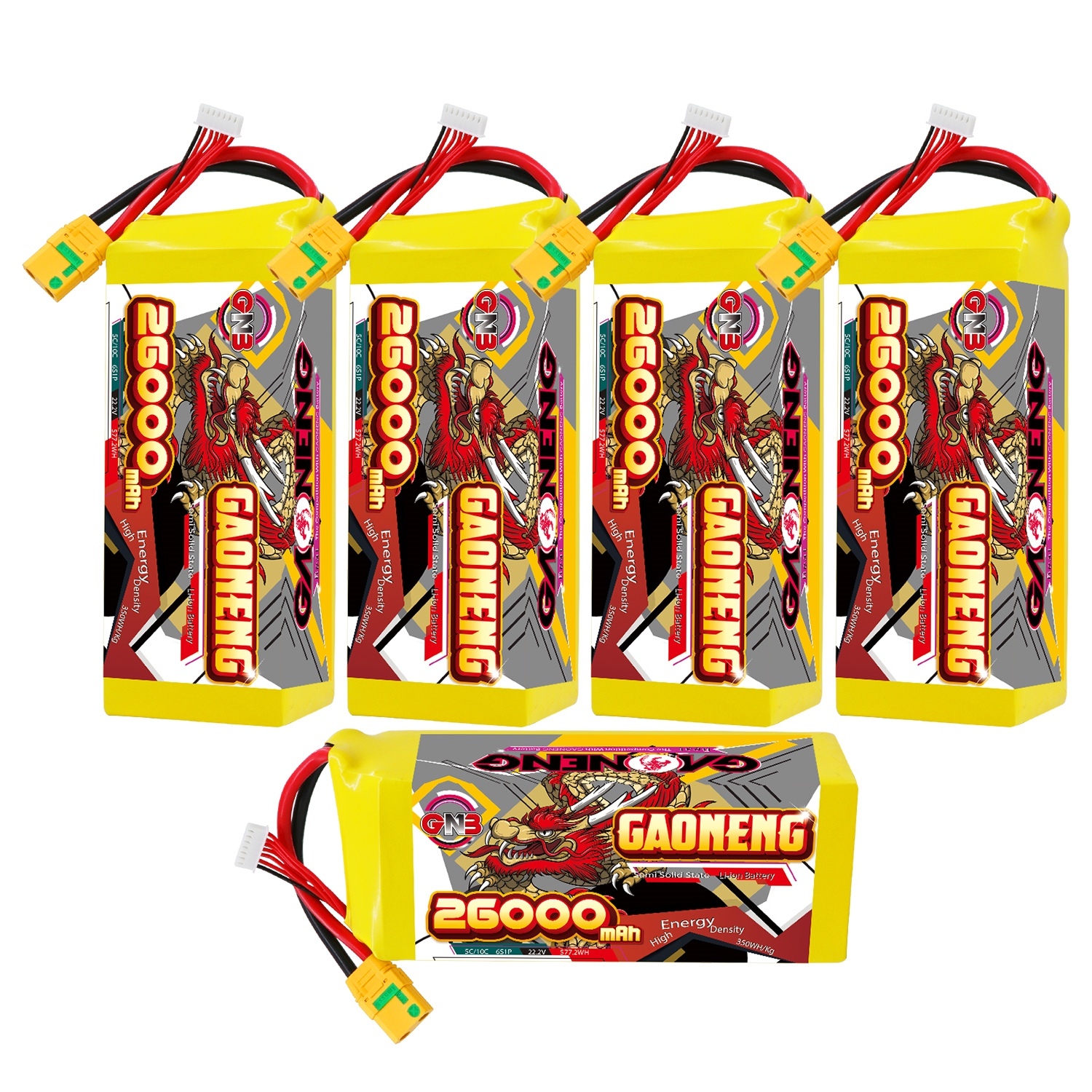 GAONENG GNB 26000mah 6S 22.2V 5C XT90S Semi Solid State Li-ion Battery 350WH/kg