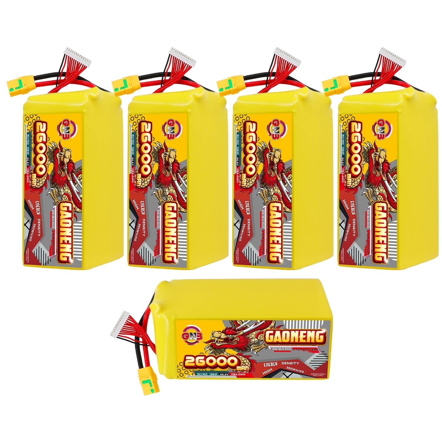 GAONENG GNB 26000mah 12S 44.4V 5C XT90S Semi Solid State Li-ion Battery 350WH/kg