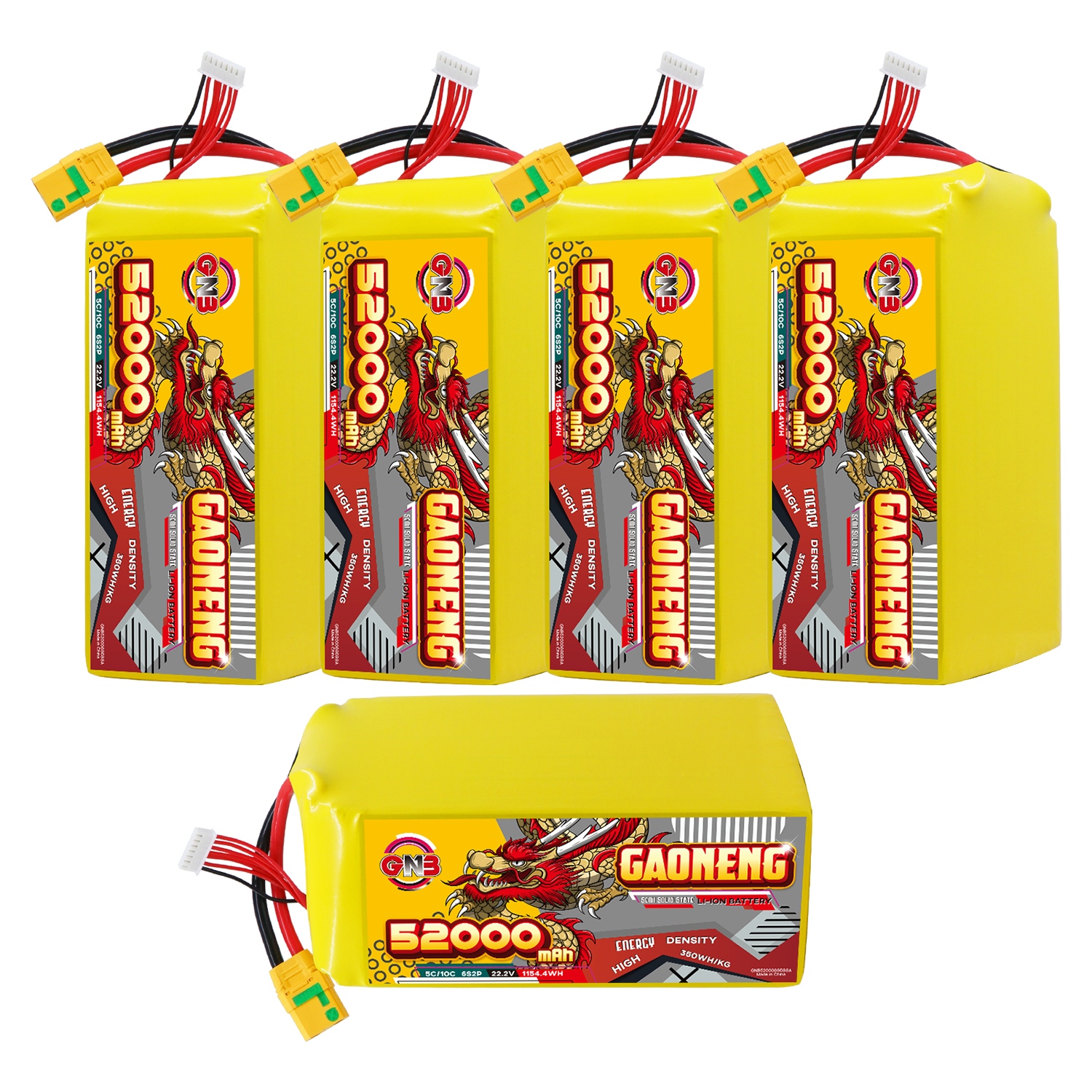 GAONENG GNB 52000mah 6S 22.2V 5C XT90S Semi Solid State Li-ion Battery 350WH/kg