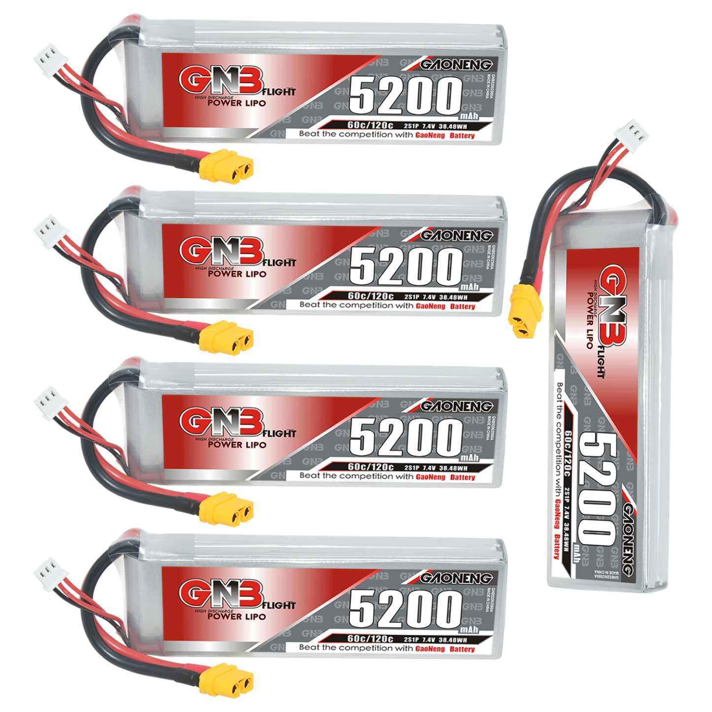 GAONENG GNB 2S 7.4V 5200mAh 60C LiPo Battery XT60