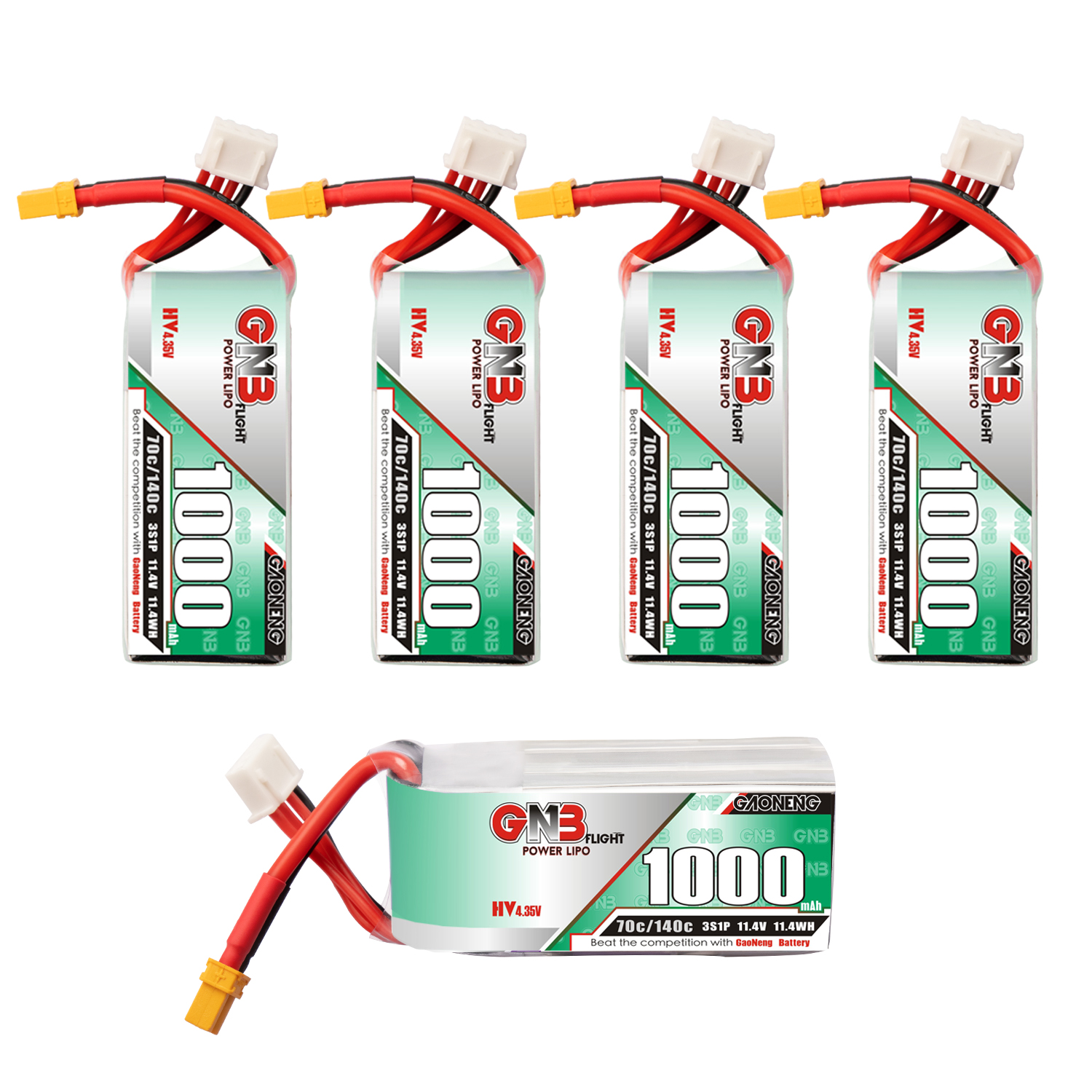 GAONENG GNB LiHV 3S 11.4V 1000mAh 70C XT30 LiPo Battery Long Range