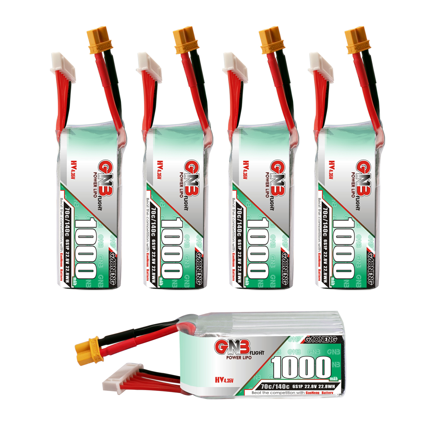 GAONENG GNB LiHV 6S 22.8V 1000mAh 70C XT30 LiPo Battery LongRange