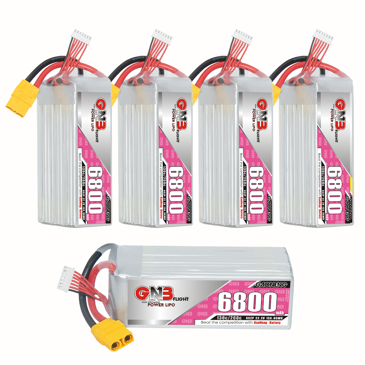 GAONENG GNB 6S 6S2P 22.2V 6800mAh 130C LiPo Battery XT90