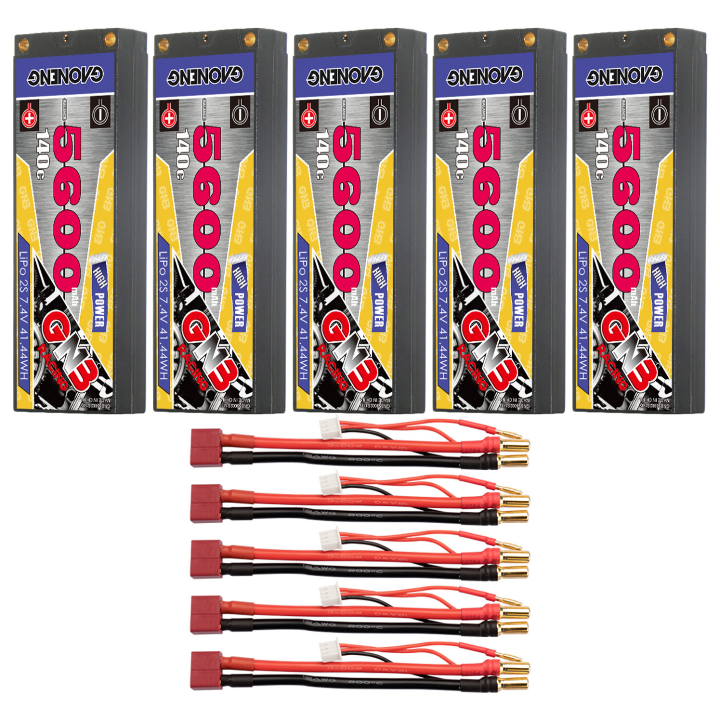 GAONENG GNB 2S 7.4V 5600mAh 140C LCG 5mm Bullet Hard Case LiPo Battery