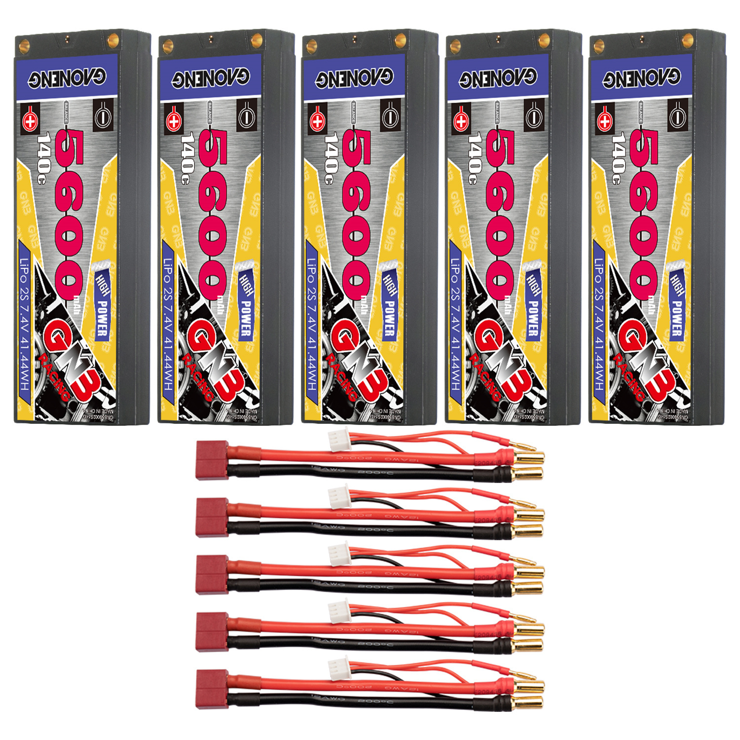 GAONENG GNB 2S 7.4V 5600mAh 140C LCG 5mm Bullet Hard Case LiPo Battery