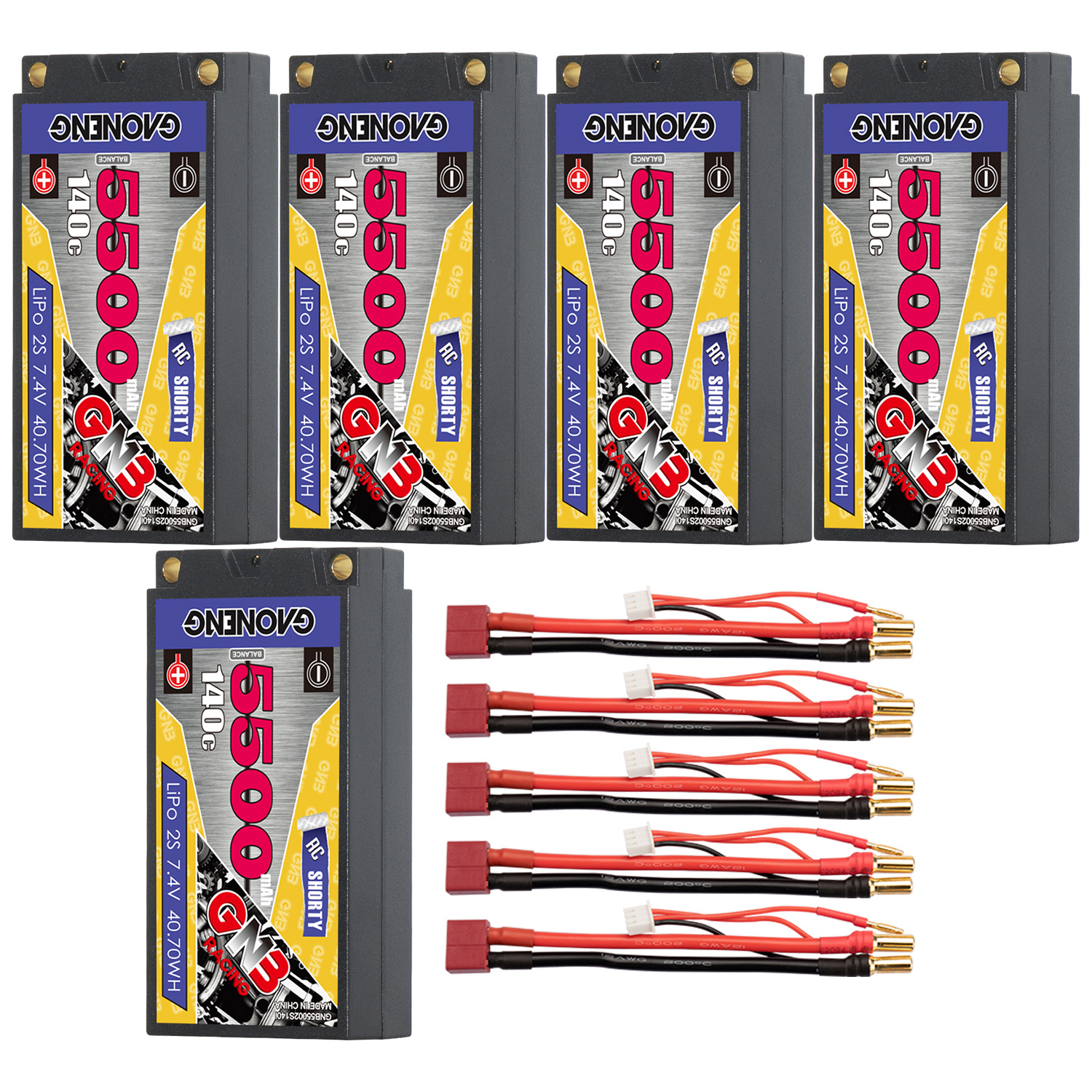 GAONENG GNB 2S 7.4V 5500mAh 140C Shorty Pack 5mm Bullet Hard Case LiPo Battery