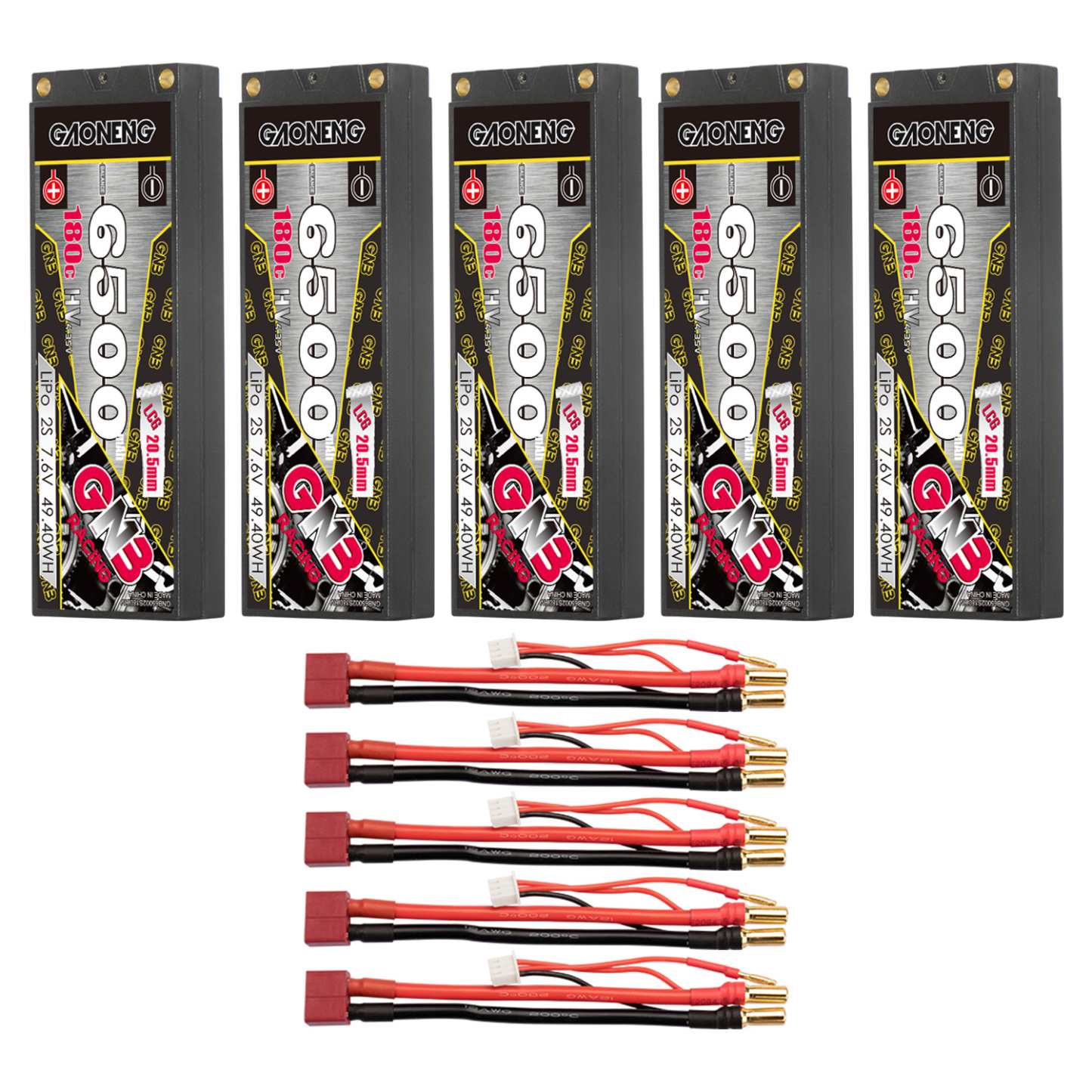 GAONENG GNB 2S 7.6V 6500mAh 180C  5mm Bullet Hard Case LiPo Battery LCG