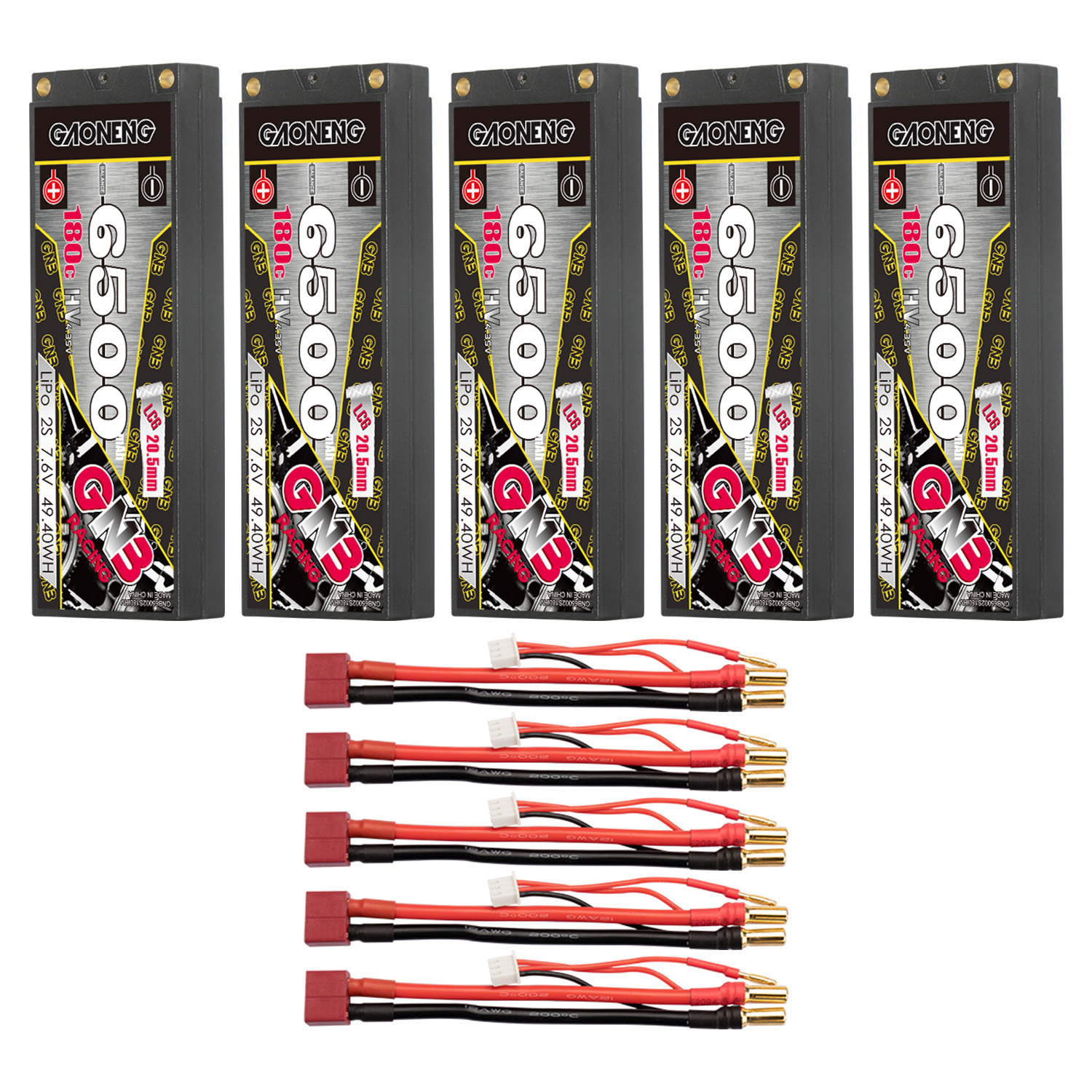 GAONENG GNB 2S 7.6V 6500mAh 180C  5mm Bullet Hard Case LiPo Battery LCG