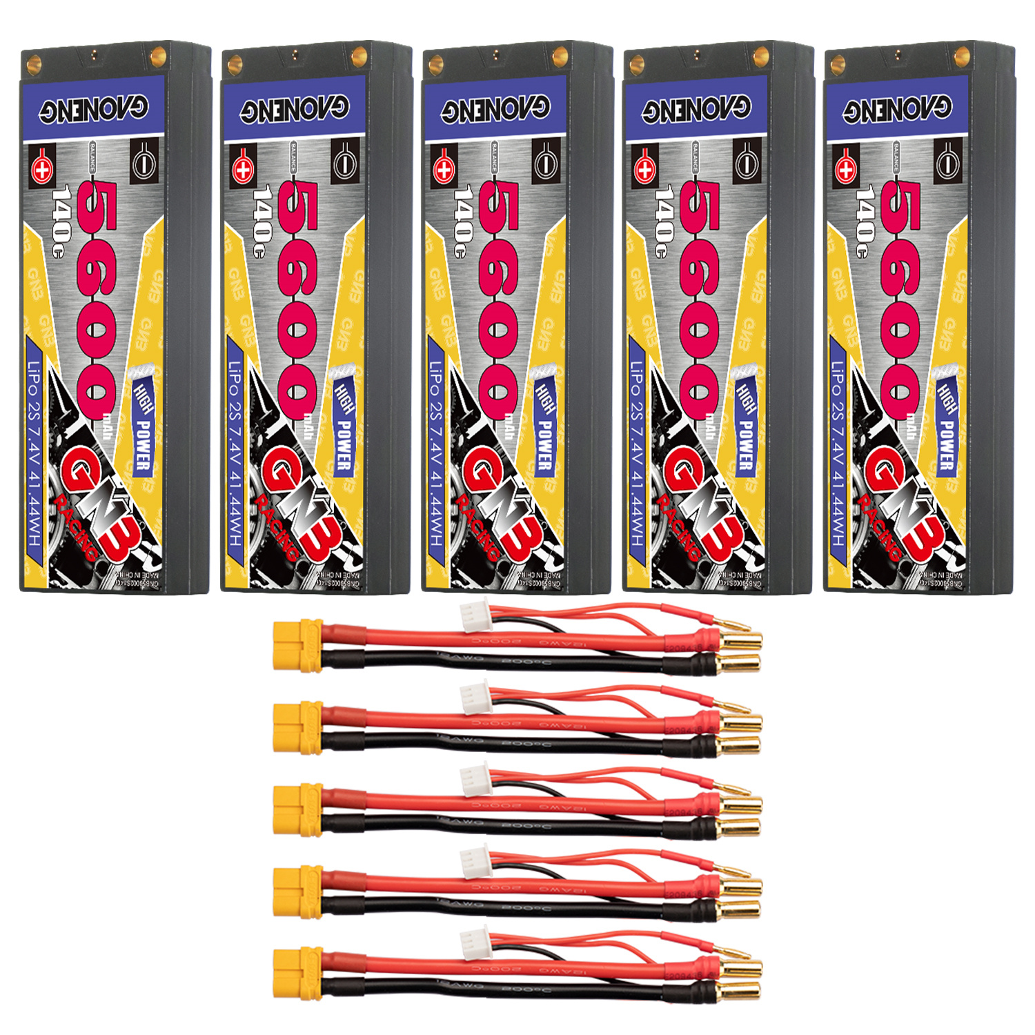 GAONENG GNB 2S 7.4V 5600mAh 140C LCG 5mm Bullet Hard Case LiPo Battery