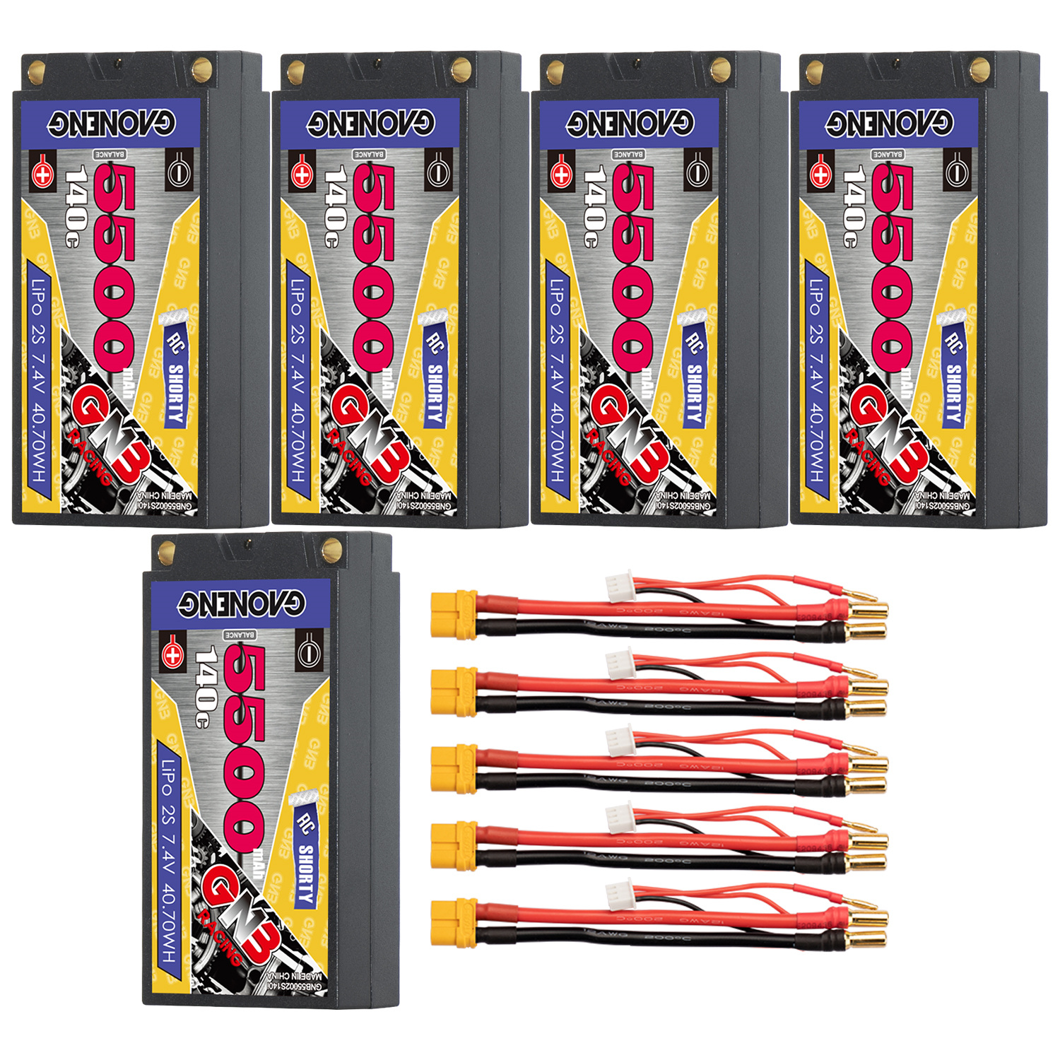 GAONENG GNB 2S 7.4V 5500mAh 140C Shorty Pack 5mm Bullet Hard Case LiPo Battery