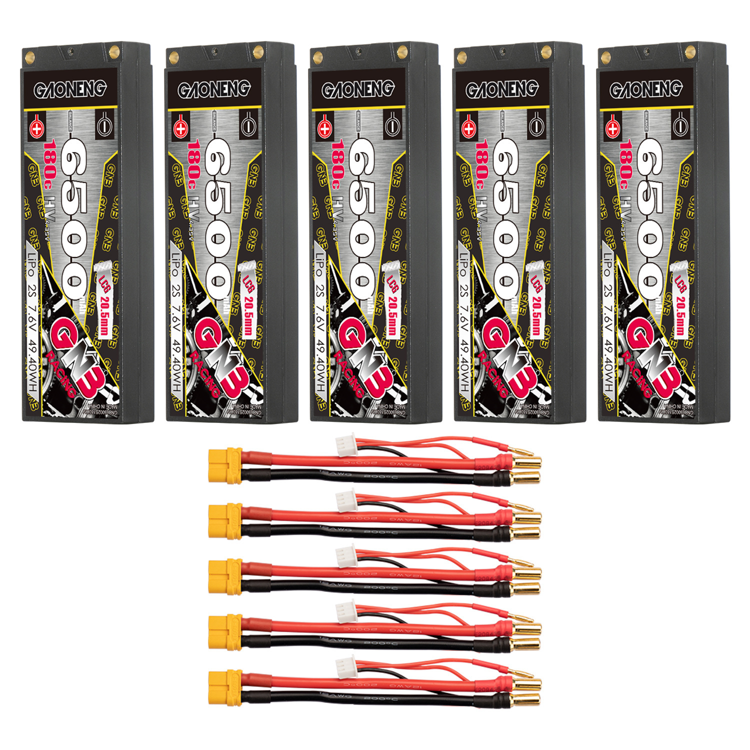 GAONENG GNB 2S 7.6V 6500mAh 180C  5mm Bullet Hard Case LiPo Battery LCG