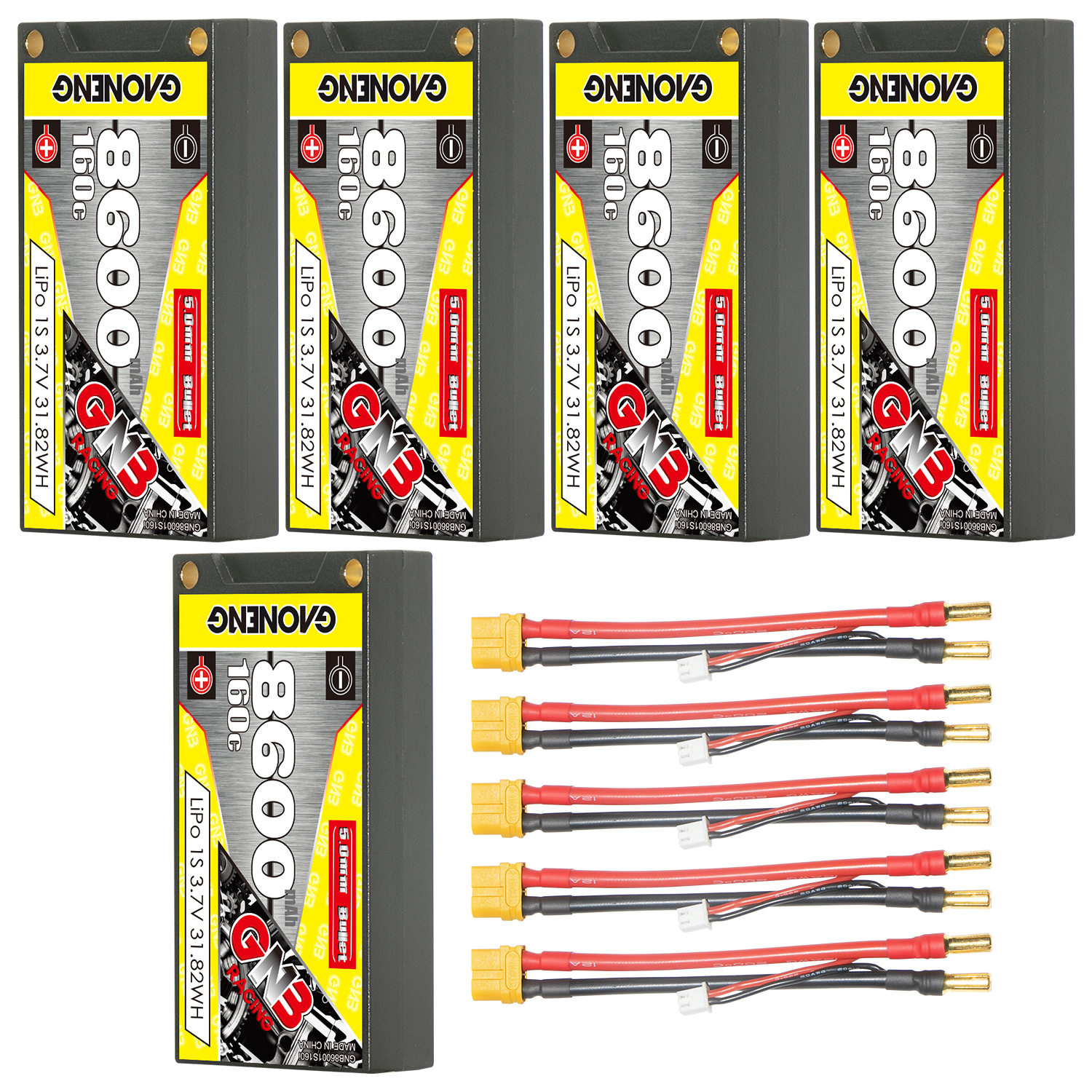 GAONENG GNB 1S 3.7V 8600mAh 160C 5mm Bullet Hard Case LiPo Battery