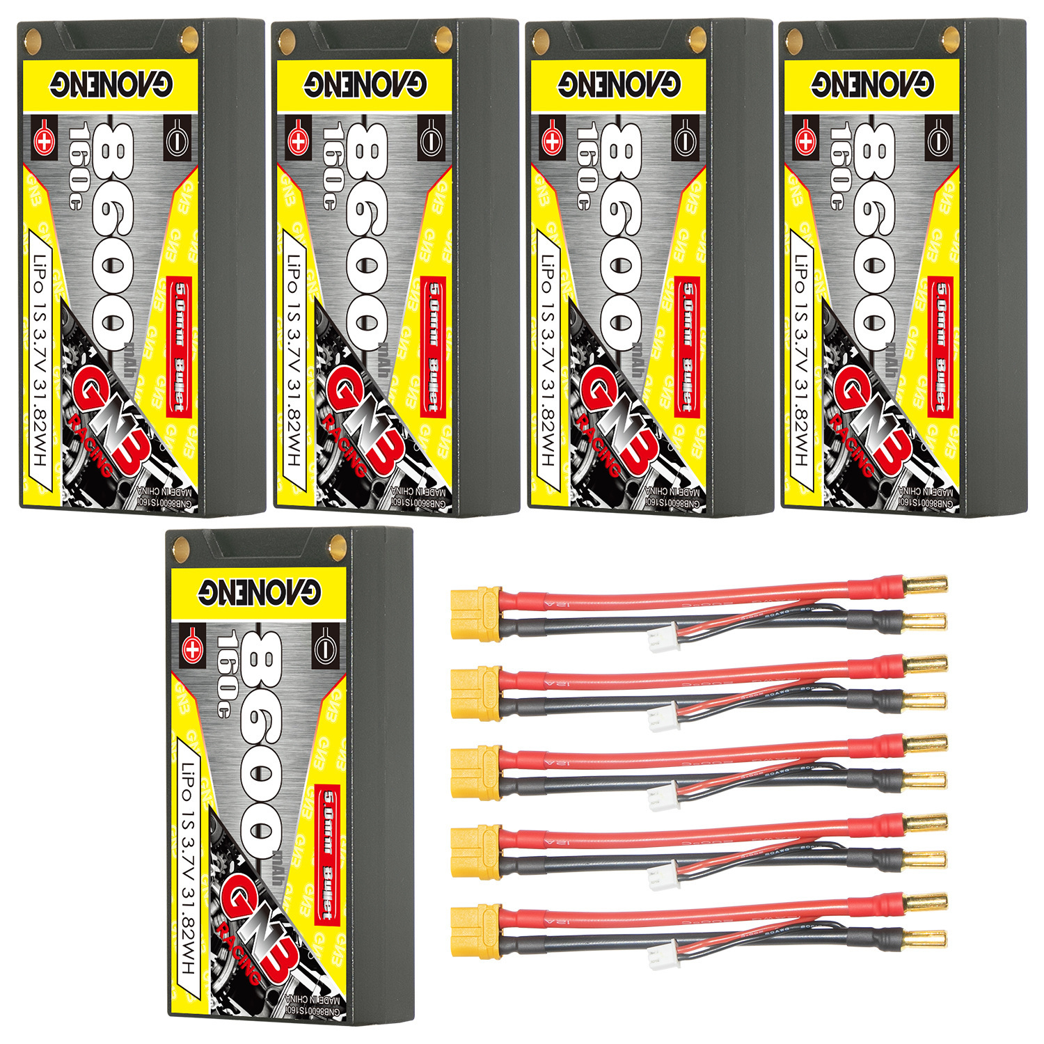 GAONENG GNB 1S 3.7V 8600mAh 160C 5mm Bullet Hard Case LiPo Battery