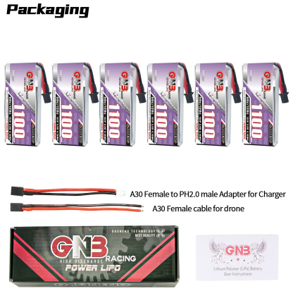 GAONENG GNB LiHV 1S 3.8V 1100mAh 60C A30 Cabled LiPo Battery Long Range