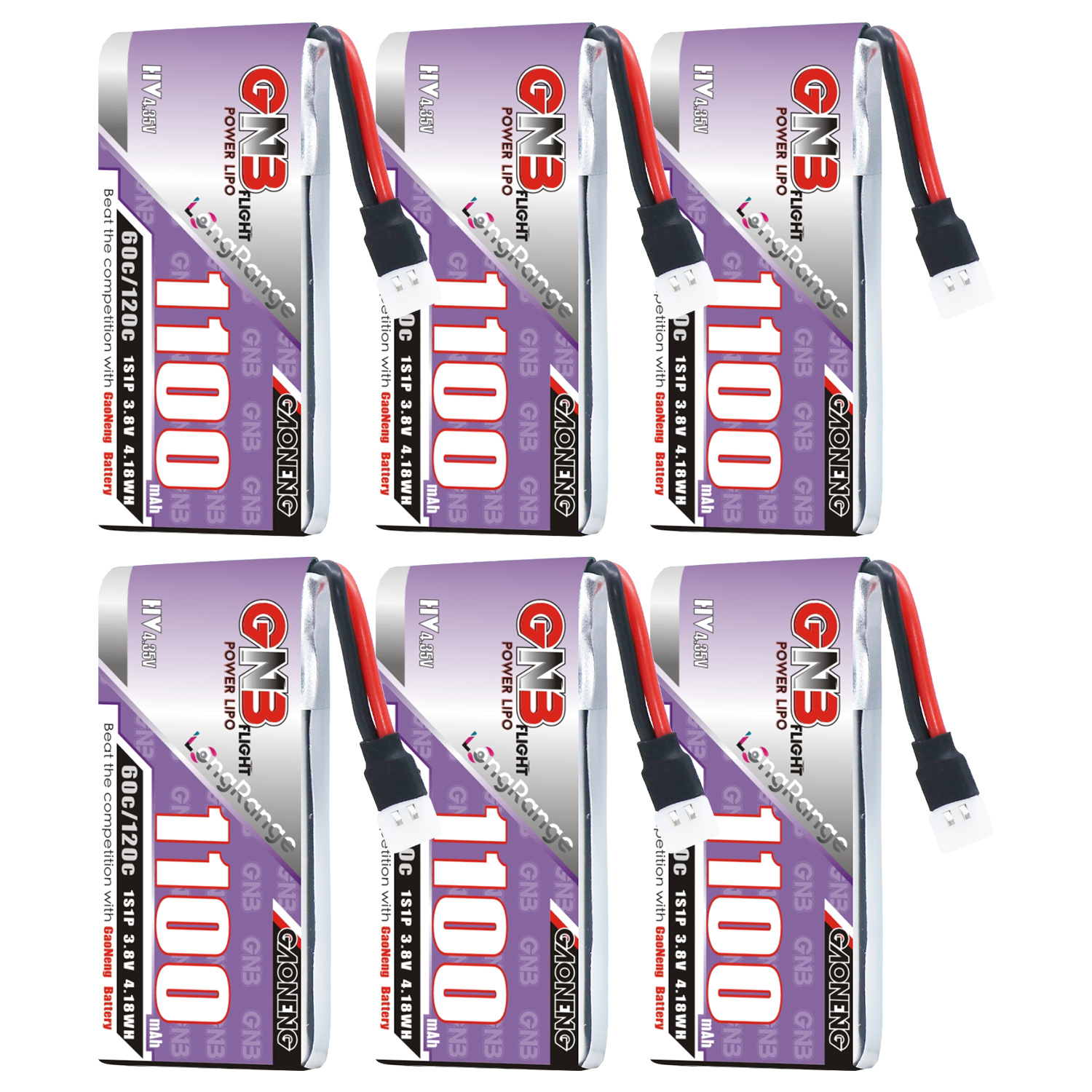 GAONENG GNB LiHV 1S 3.8V 1100mAh 60C Molex 51005 Cabled LiPo Battery Long Range