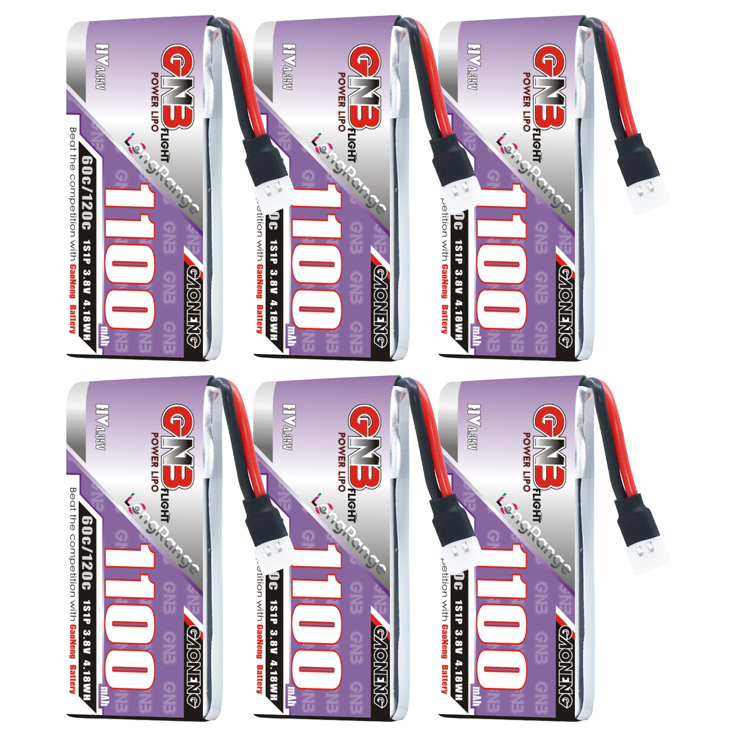 GAONENG GNB LiHV 1S 3.8V 1100mAh 60C Molex 51005 Cabled LiPo Battery Long Range