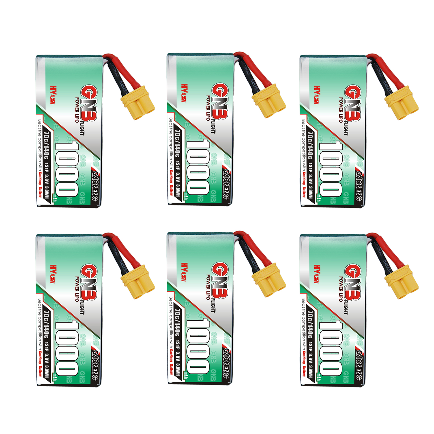 GAONENG GNB LiHV 1S 3.8V 1000mAh 70C XT30 Cabled LiPo Battery Long Range