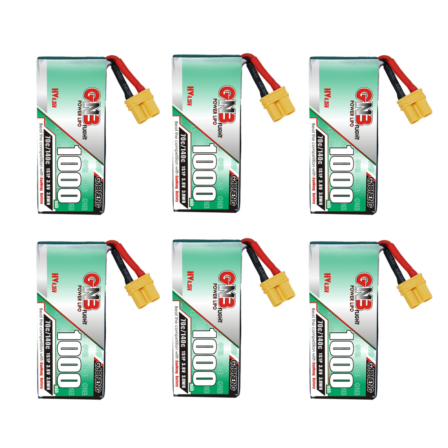 GAONENG GNB LiHV 1S 3.8V 1000mAh 70C XT30 Cabled LiPo Battery Long Range