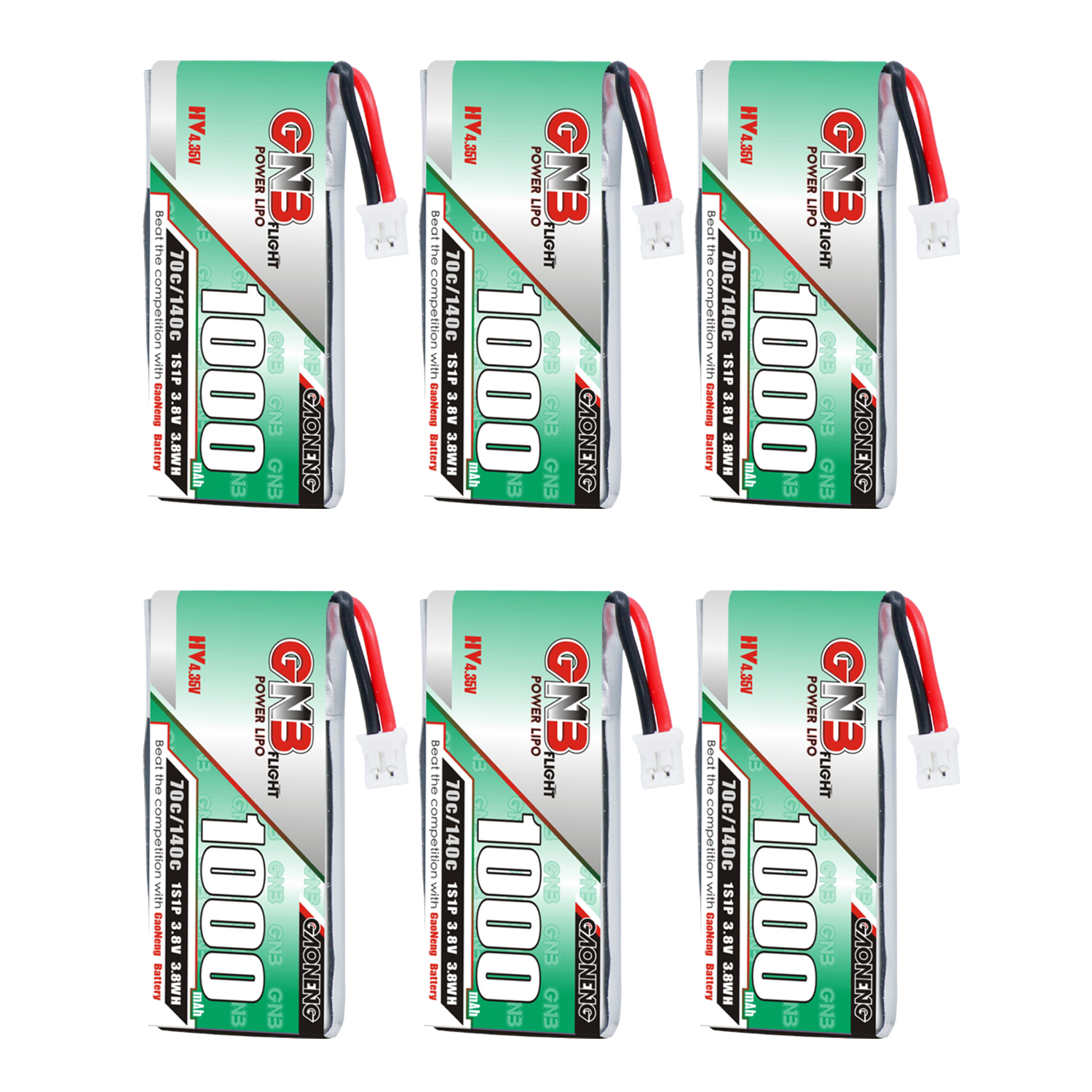 GAONENG GNB LiHV 1S 3.8V 1000mAh 70C PH2.0 Cabled LiPo Battery Long Range