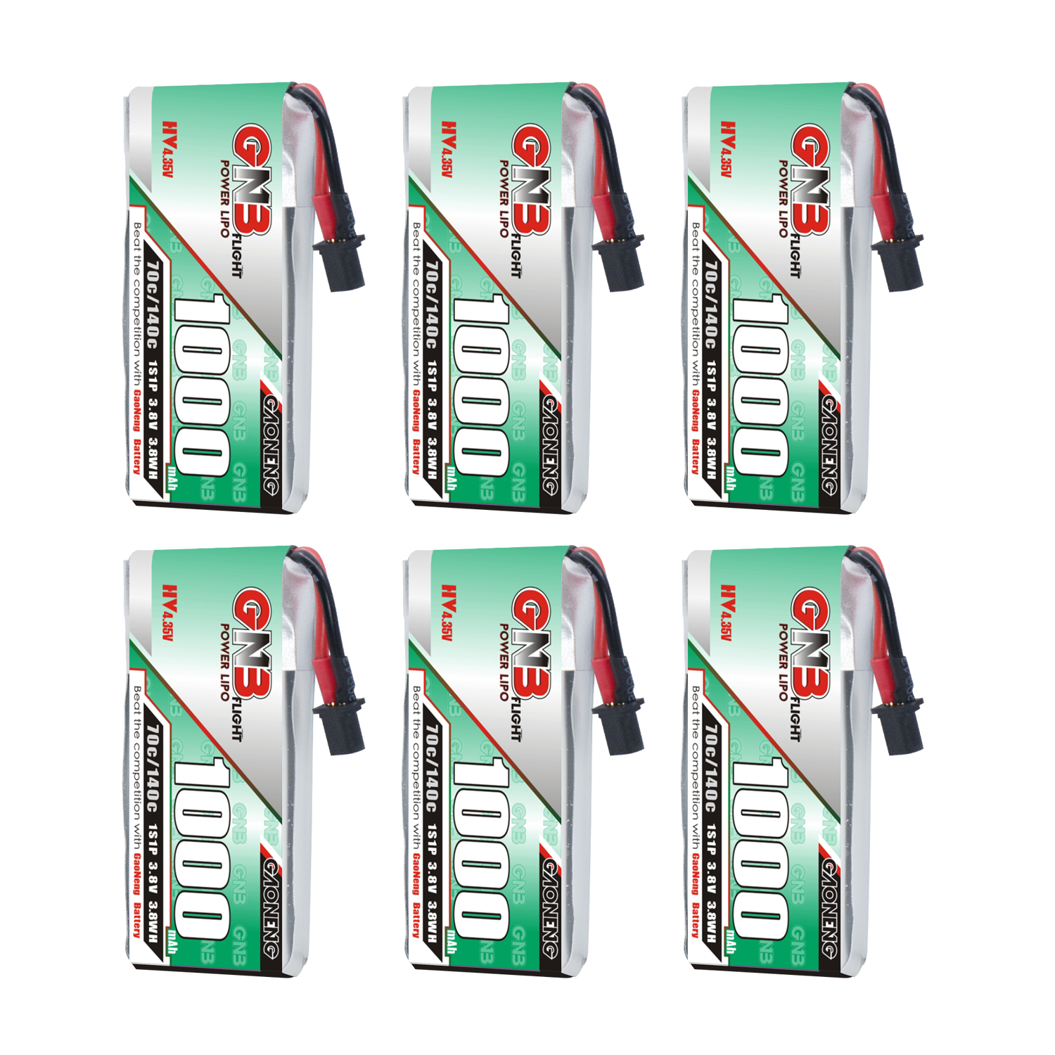 GAONENG GNB LiHV 1S 3.8V 1000mAh 70C A30 Cabled LiPo Battery Long Range