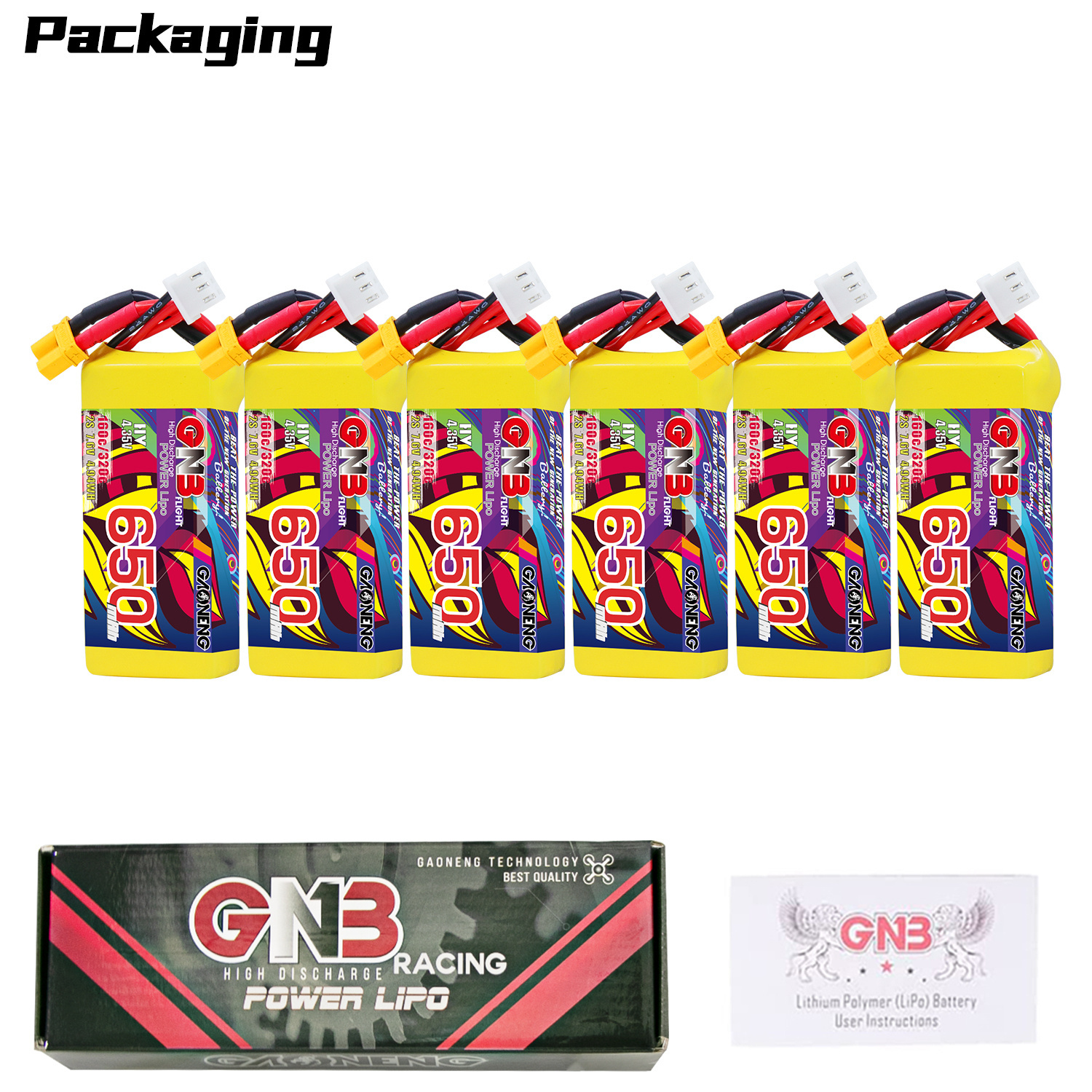 GAONENG GNB LiHV 2S 7.6V 650mAh 160C XT30 LiPo Battery
