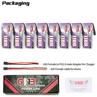 GAONENG GNB LiHV 1S 3.8V 1100mAh 60C A30 Cabled LiPo Battery Long Range