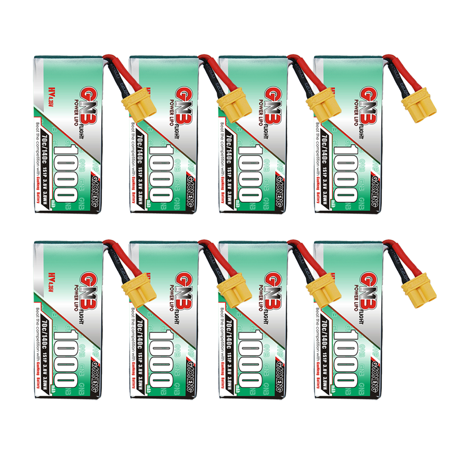 GAONENG GNB LiHV 1S 3.8V 1000mAh 70C XT30 Cabled LiPo Battery Long Range