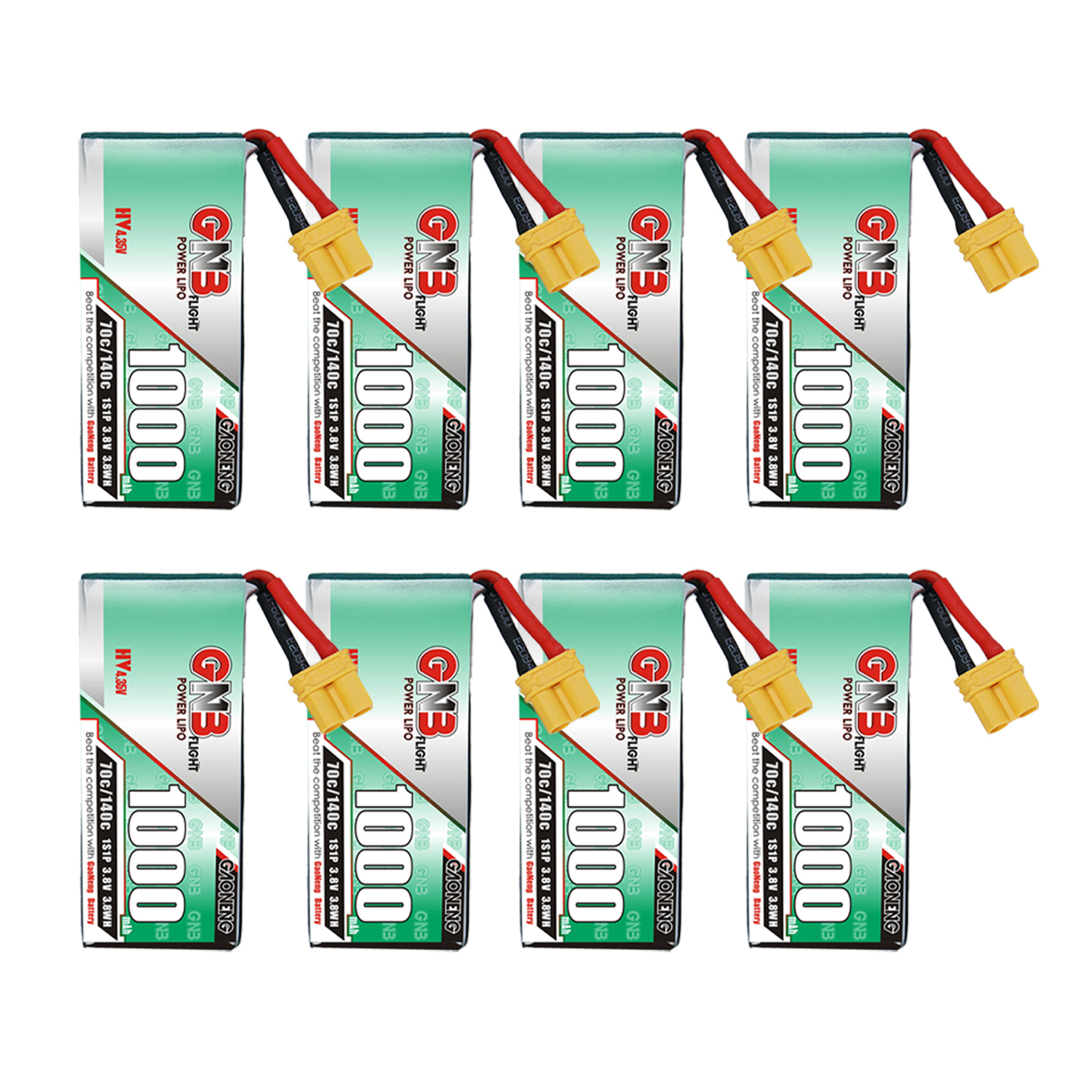GAONENG GNB LiHV 1S 3.8V 1000mAh 70C XT30 Cabled LiPo Battery Long Range
