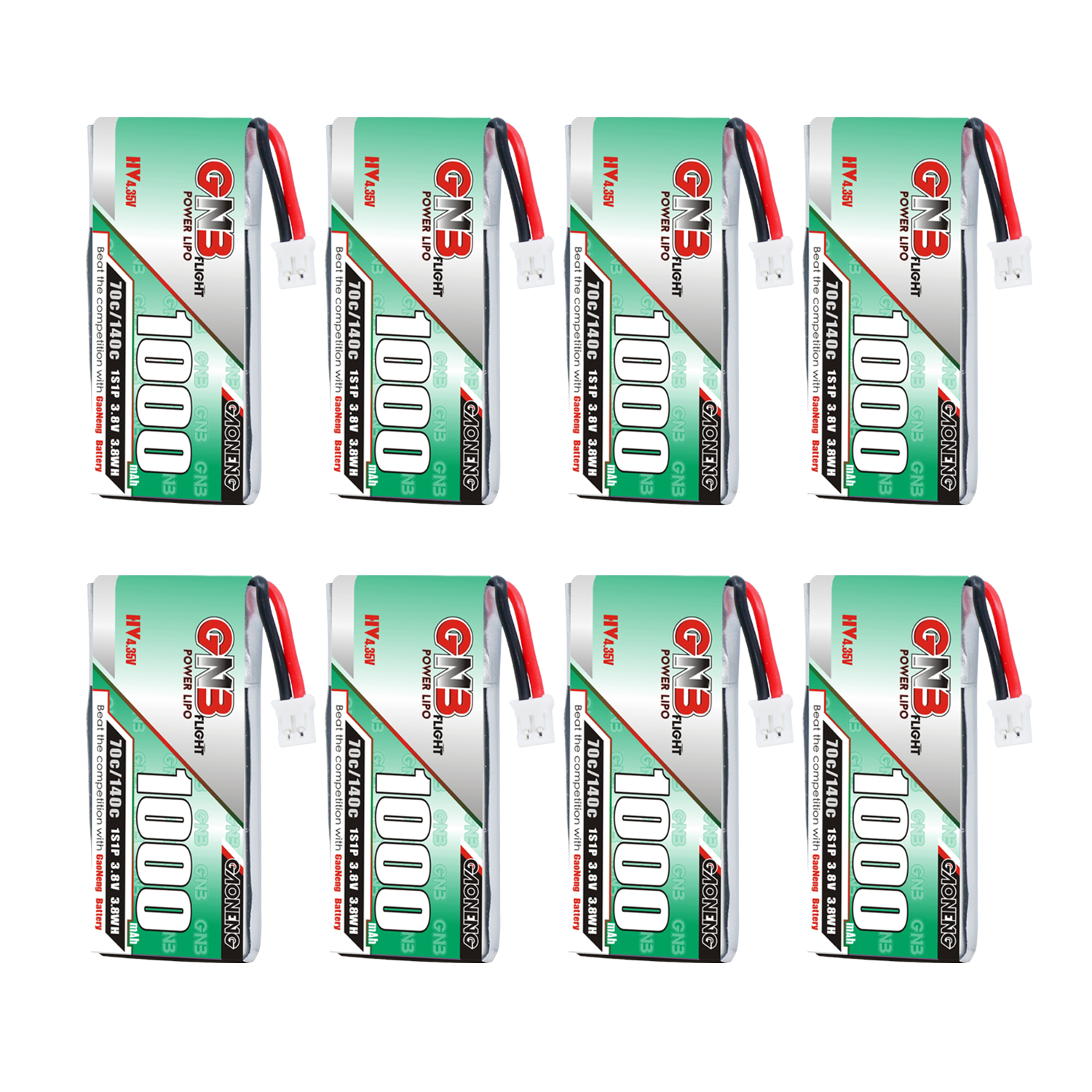 GAONENG GNB LiHV 1S 3.8V 1000mAh 70C PH2.0 Cabled LiPo Battery Long Range