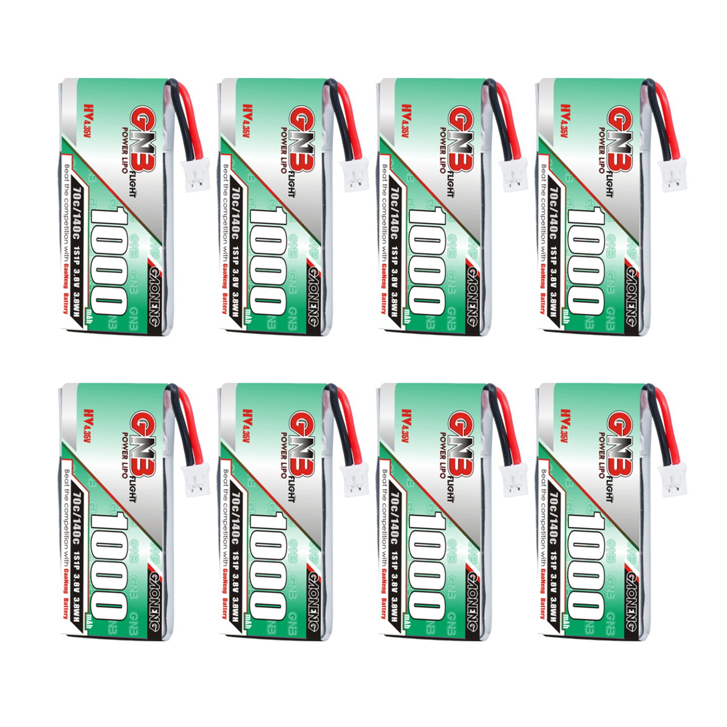 GAONENG GNB LiHV 1S 3.8V 1000mAh 70C PH2.0 Cabled LiPo Battery Long Range