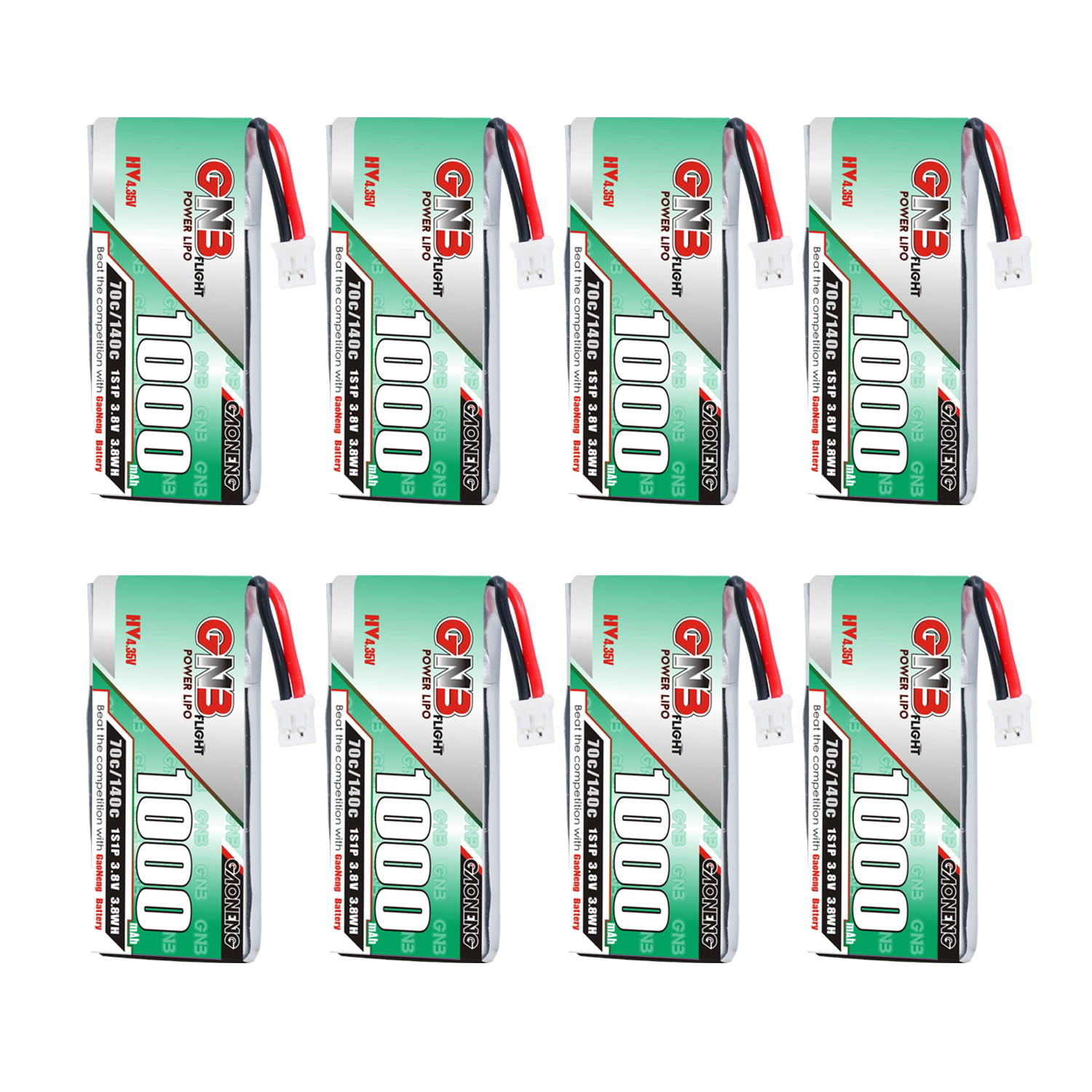 GAONENG GNB LiHV 1S 3.8V 1000mAh 70C PH2.0 Cabled LiPo Battery Long Range