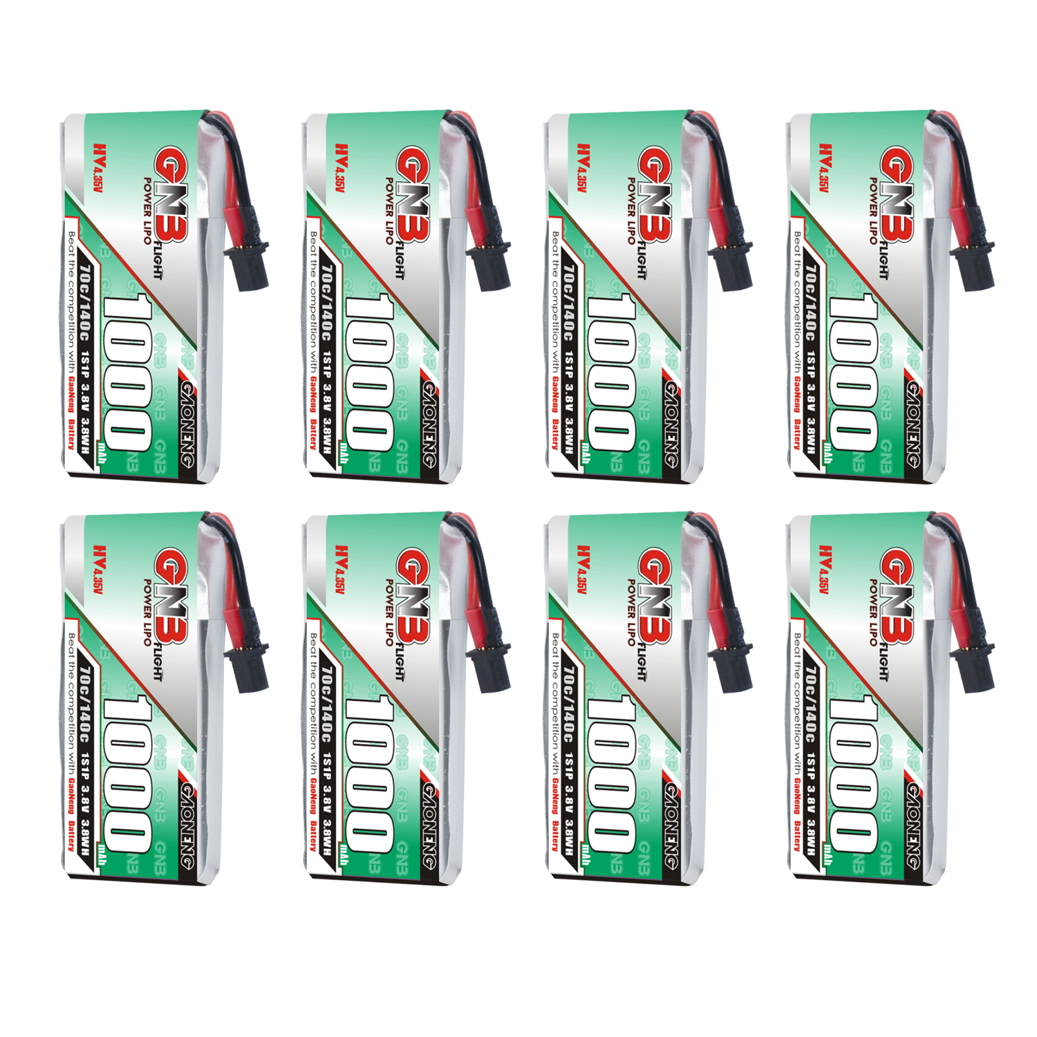 GAONENG GNB LiHV 1S 3.8V 1000mAh 70C A30 Cabled LiPo Battery Long Range
