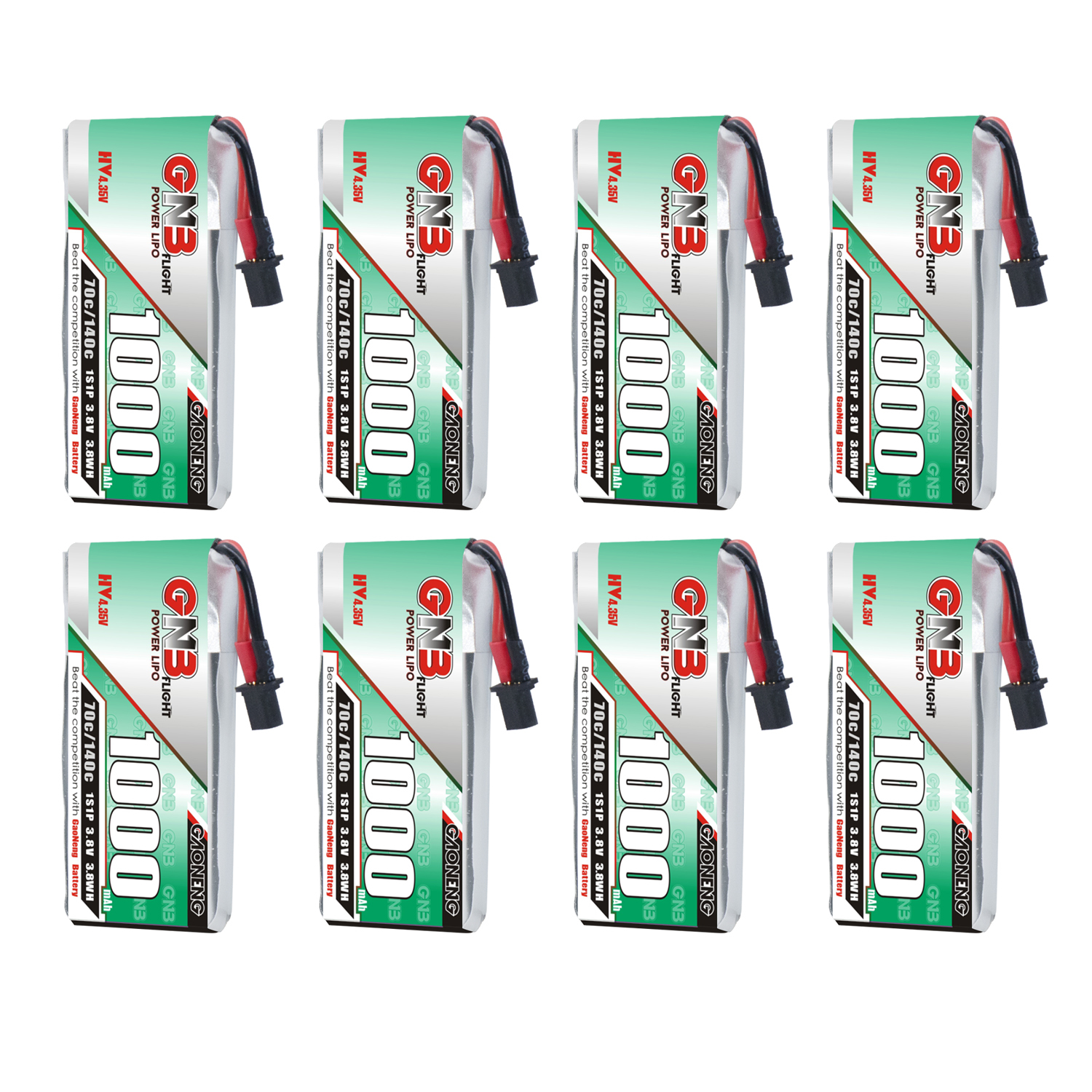 GAONENG GNB LiHV 1S 3.8V 1000mAh 70C A30 Cabled LiPo Battery Long Range